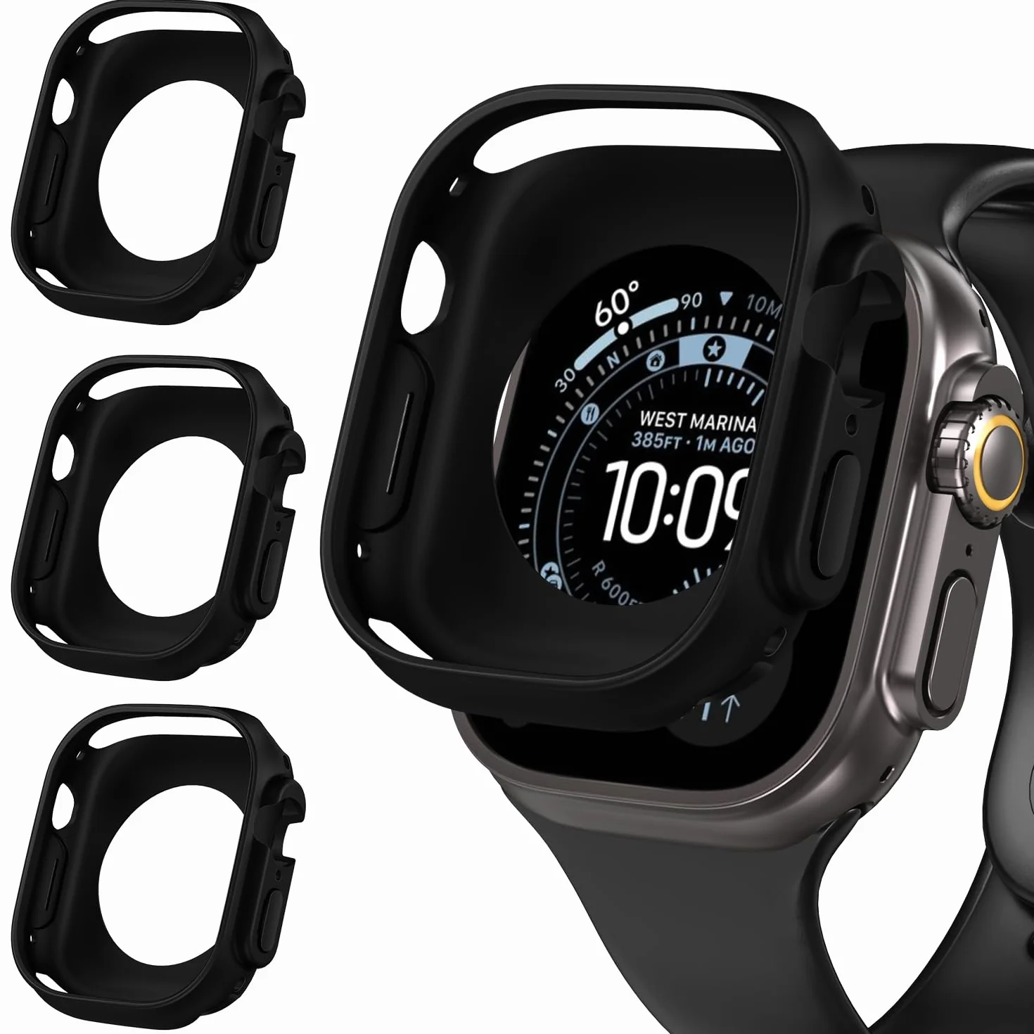 ivoler 3 sztuki miękkiej ochronnej obudowy z TPU dla Apple Watch Ultra 3/2 / Apple Watch Ultra 49mm (bez folii ochronnej ekranu), ultracienka, antywstrząsowa silikonowa obudowa, antypoślizgowa osłona