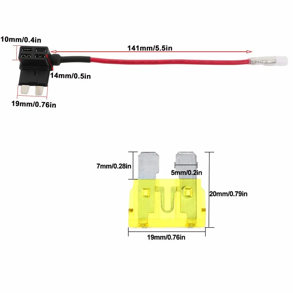 FULARR® 5 szt. Premium ACU Średni uchwyt bezpiecznika, adapter do bezpieczników typu Blade Style, z bezpłatnym standardowym bezpiecznikiem X 15 szt., 1 szt., zaciski kablowe x 5 szt. - 12V / 24 V