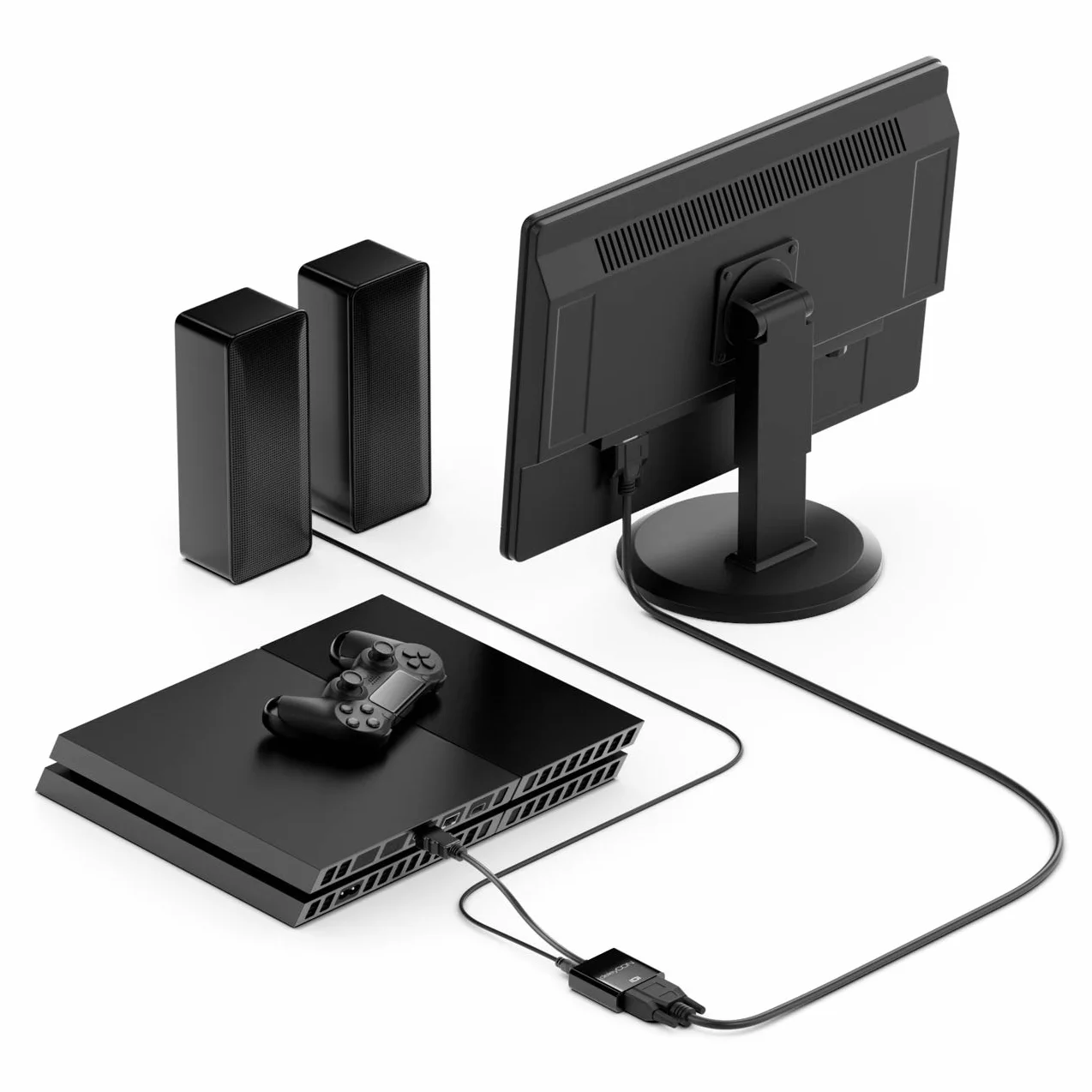 deleyCON Konwerter HDMI na VGA z wyjściem audio 3,5 mm