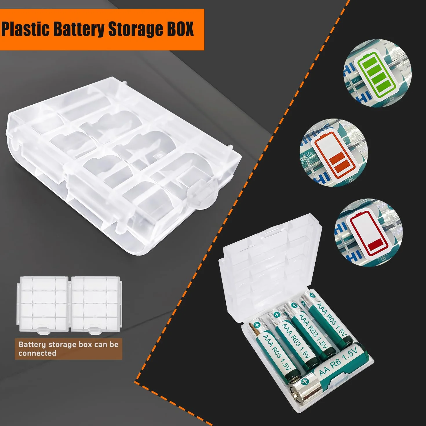 5 Sztuk 4 AAA Uchwyty na Baterie, KUOQIY 4 x 1.5V AAA Battery Storage Box z Wire i Przełącznikiem ON/OFF i Pokrywą, z Plastikowym Pojemnikiem na Baterie i Śrubokrętami i Śrubami
