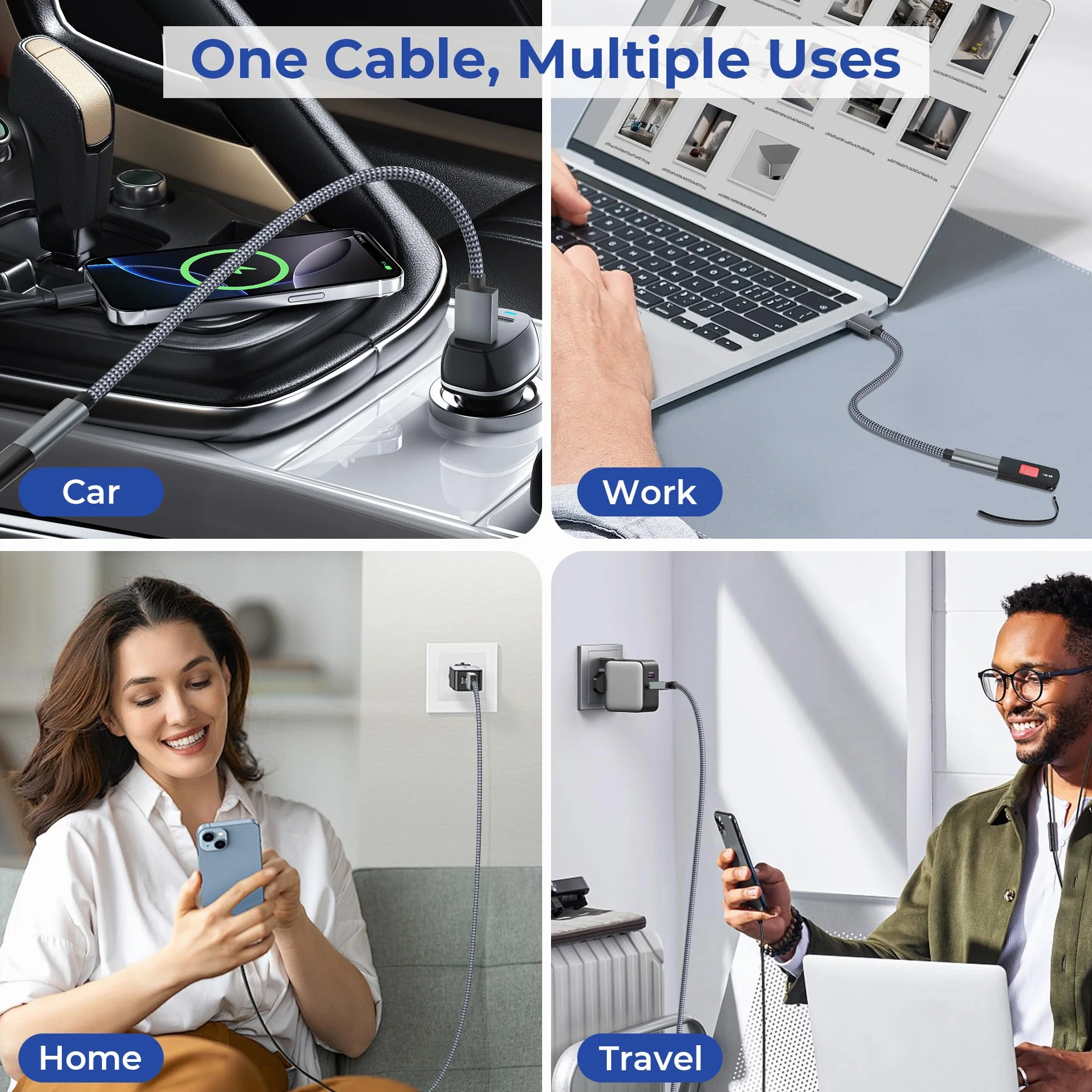 Basesailor Adapter USB 3.0 do USB-C 1 m (2pack),Kabel USB-C żeński do USB-A męski,5 Gbps Type-C do ładowania i danych dla iPhone 17 16 16e 15 Pro Max,iPad Air mini,Samsung Galaxy S25 S24,Z Fold Flip