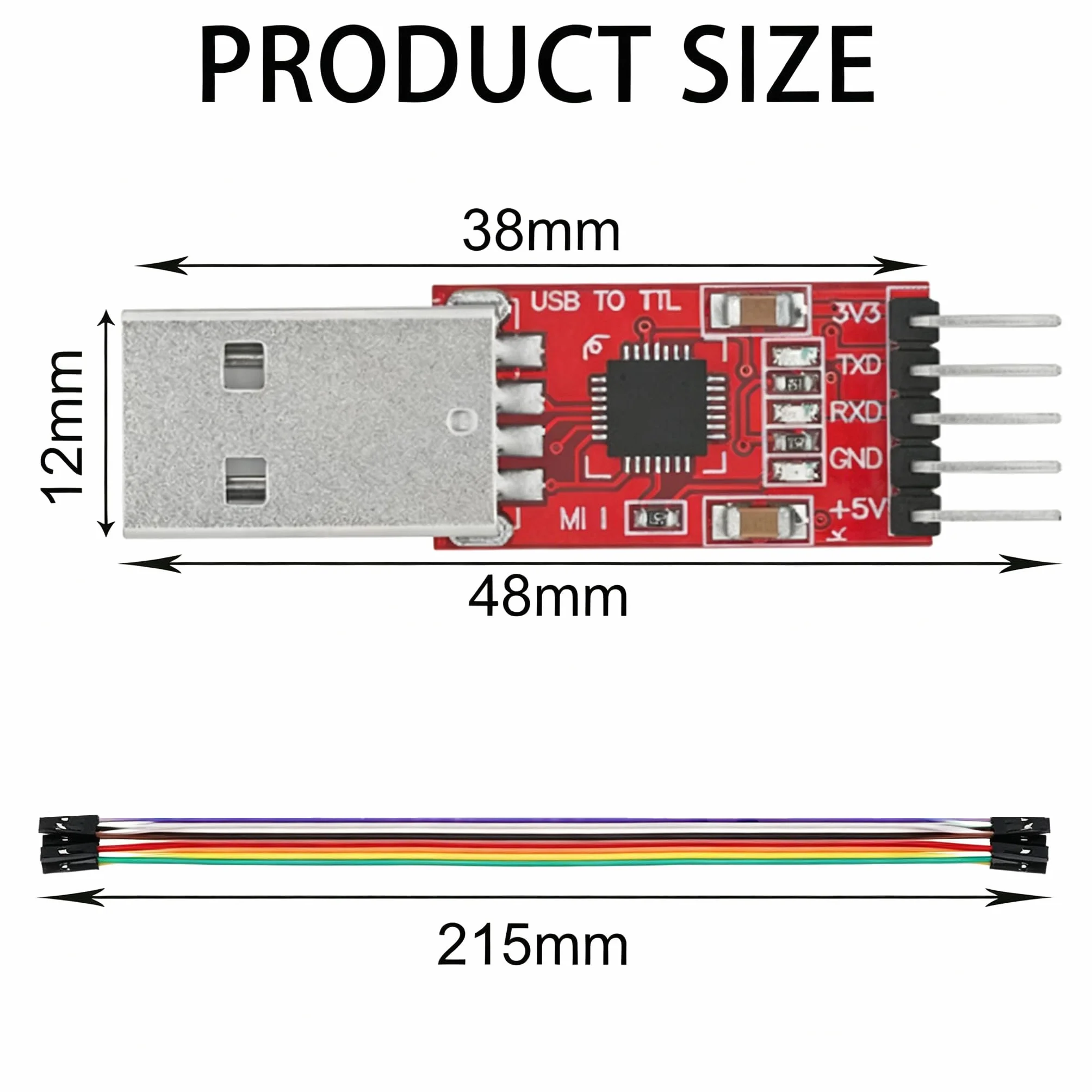 CP2102 Konwerter USB na TTL, konwerter USB uart, CP2102 Moduł konwertera szeregowego USB na TTL UART, 5-pinowy moduł konwertera, adapter konwertera wzajemnego z kablem przyłączeniowym