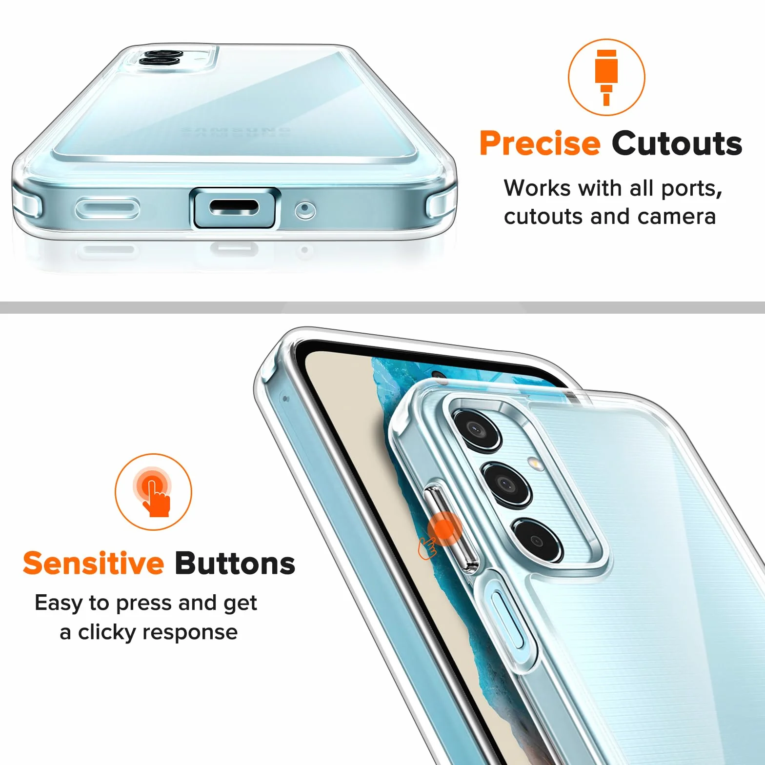 iVoler Przeciw żółknięciu przezroczyste etui do Samsung Galaxy M35 5G z 2 sztukami szkła hartowanego, [odporny na wstrząsy klasy wojskowej] przezroczysta cienka obudowa