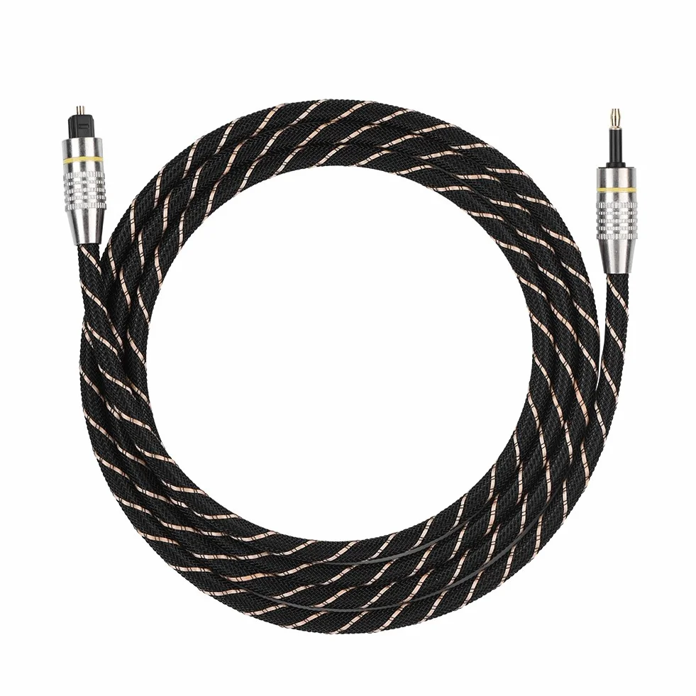 Yosoo Health Gear gniazdo optyczne, kabel Toslink do Mini Toslink 3,5 mm, optyczny cyfrowy kabel audio do Toslink, pozłacane złącze, czarny optyczny kabel audio (1,5 m)