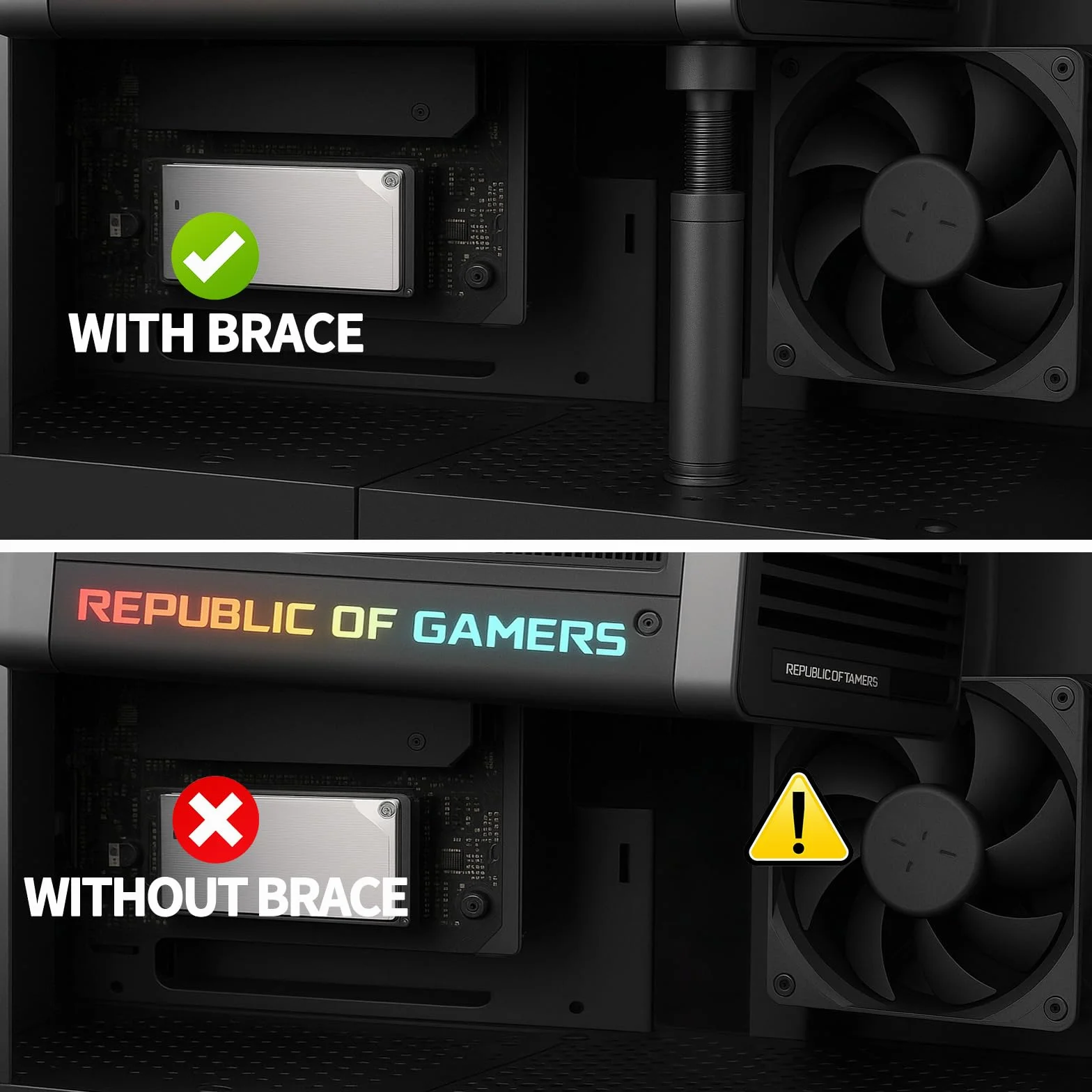 Regulowany uchwyt GPU – czarny, S (26-50 mm), magnetyczny uchwyt na kartę graficzną z silikonowymi nakładkami, stojak zapobiegający zwisaniu do obudowy ATX/ITX