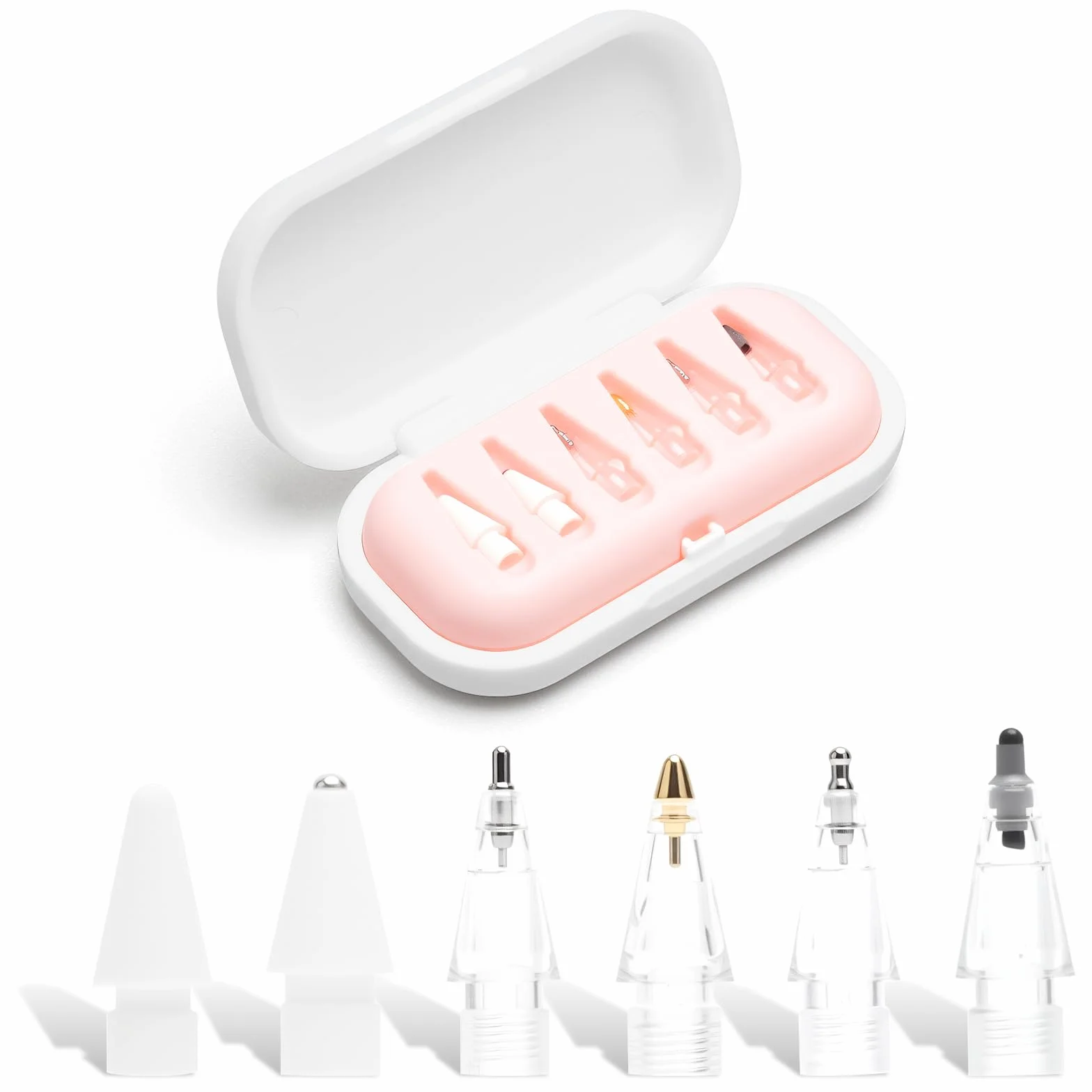Zestaw 6 wymiennych końcówek kompatybilnych z Apple Pencil 1./2. generacji i USB-C, wymienne końcówki do pisania, rysowania i notatek na tabletach do folii ochronnych na wyświetlacz i gołe ekrany