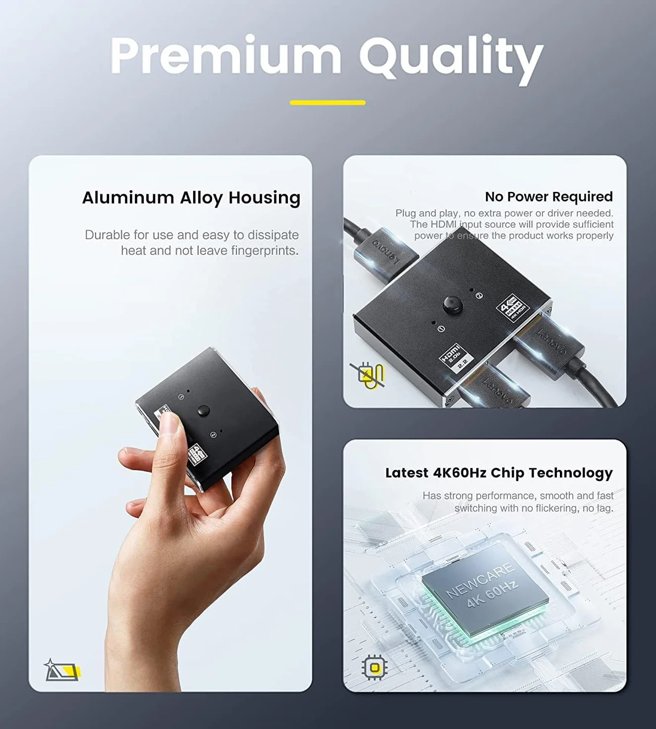 Przełącznik HDMI 2.0 2 w 1 Out 4K rozdzielacz 1 w 2 wyjście czarny