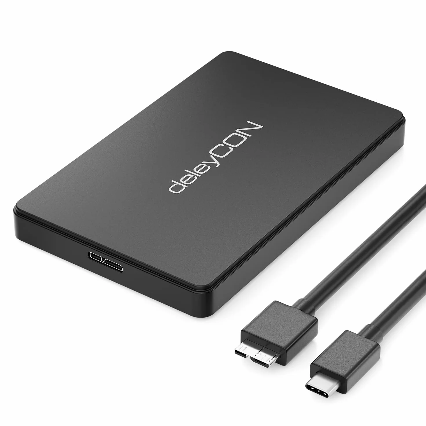 deleyCON Obudowa SSD USB C (5Gbps USB 3.1) do Dysków SATA 3 2,5" SSD / HDD / 7 mm do 9,5 mm SATA III Obudowa Zewnętrzna UASP [Czarna]