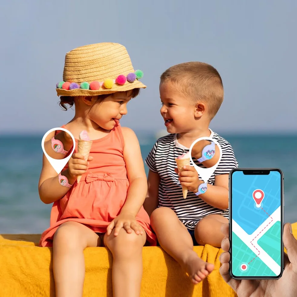 AXFEE 2 sztuki Pasek do zegarka dla dzieci kompatybilny z Apple Airtag, silikonowa bransoletka z etui ochronnym na AirTag, regulowany pasek na rękę zapobiegający zgubieniu