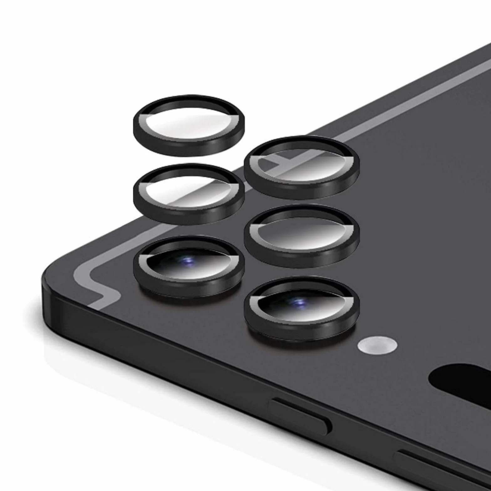 GIOPUEY Pełna ochrona obiektywu aparatu kompatybilna z Samsung Tab S10 Ultra/S9 Ultra, [2 sztuki] metal + szkło hartowane, osłona aparatu - czarna