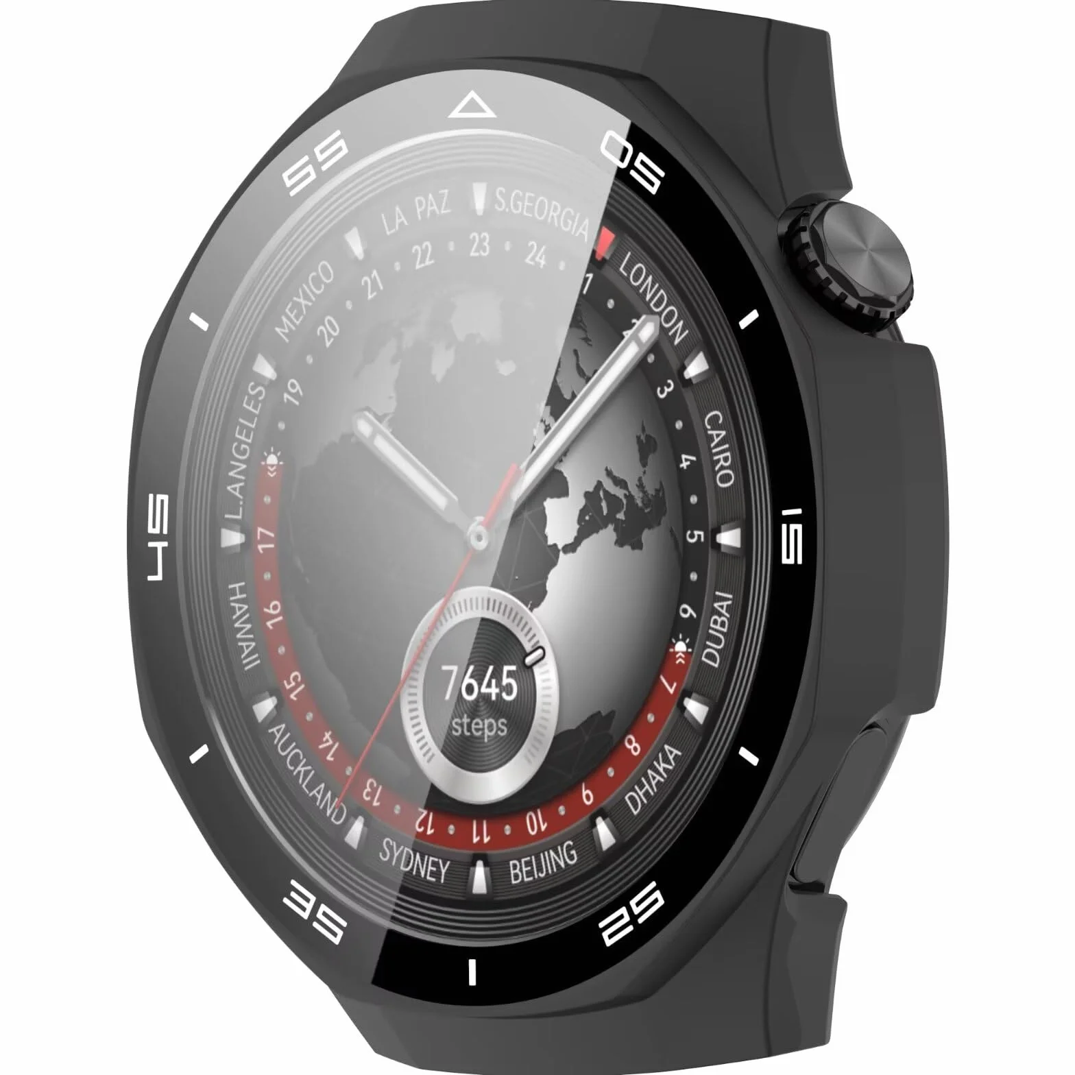 FTRONGRT Etui kompatybilne z Huawei Watch GT 5 Pro 46 mm, PC + folia hartowana, ze skalą, odporne na zarysowania, kompleksowe etui do zegarka Huawei Watch GT 5 Pro 46 mm, czarne