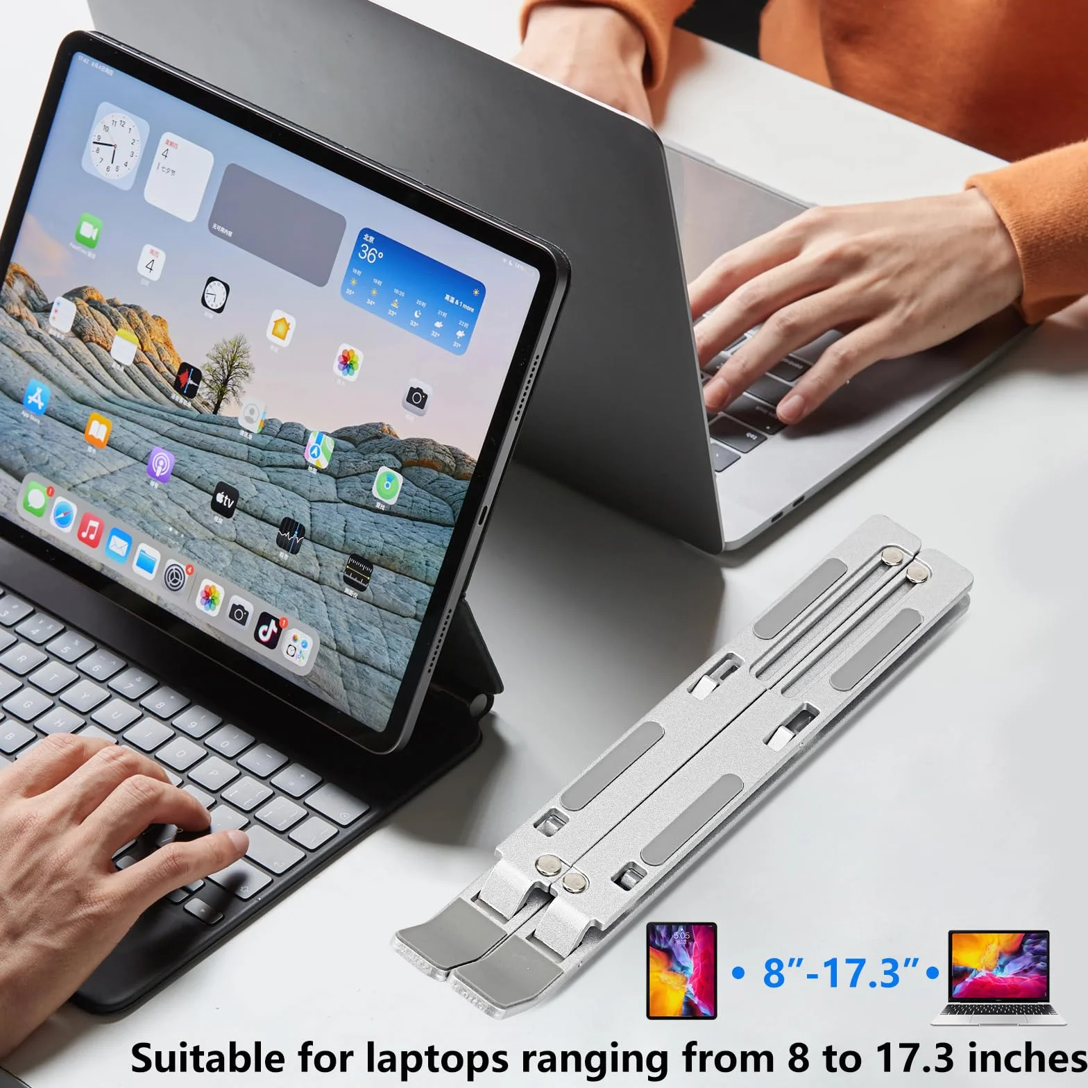 Stojak na Laptopa,Podstawka do Laptopa,Przenośne Stojaki na Laptopa 10-18”,Stojaki na Laptopa,Podstawka Pod Laptopa, Laptop Stand,Regulowana Podstawka Pod Notebooka (szary)