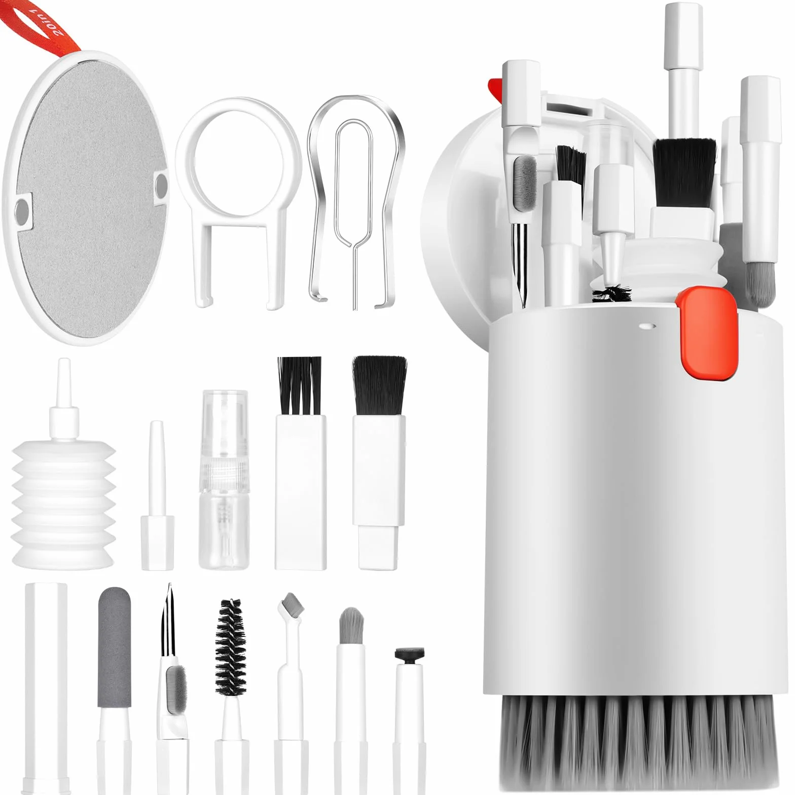 Zestaw do czyszczenia klawiatury 20 w 1, zestaw do czyszczenia słuchawek AirPods ze szczotką i sprayem, do czyszczenia klawiatury, laptopa, telefonu komórkowego, monitora PC, aparatu (biały)
