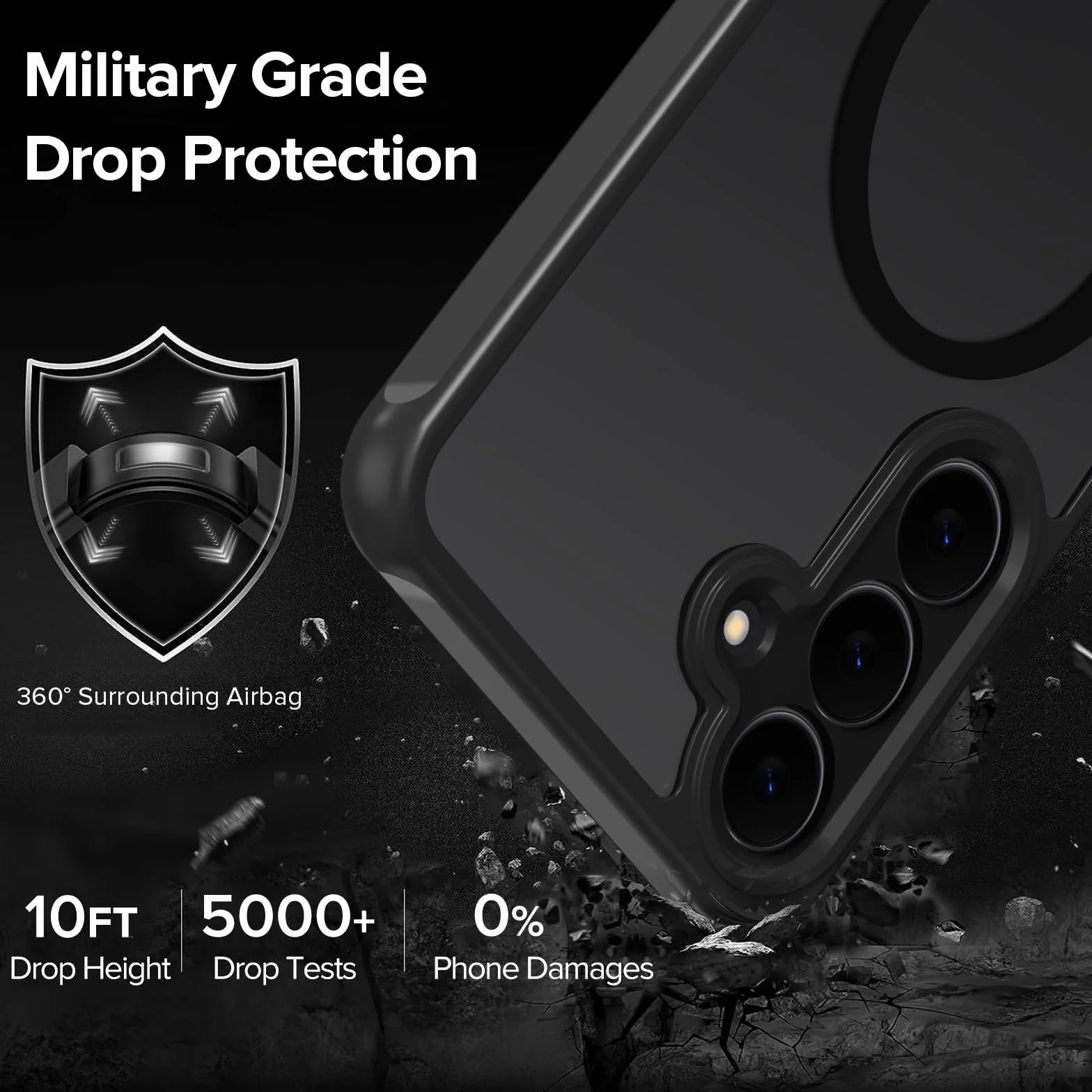 iVoler Magnetyczne etui do Samsung Galaxy S25 Fe 5G z 2 sztukami szkła hartowanego, [odporne na wstrząsy klasy wojskowej] półprzezroczyste matowe cienkie etui na telefon MagSafe Anti-Fingerprint