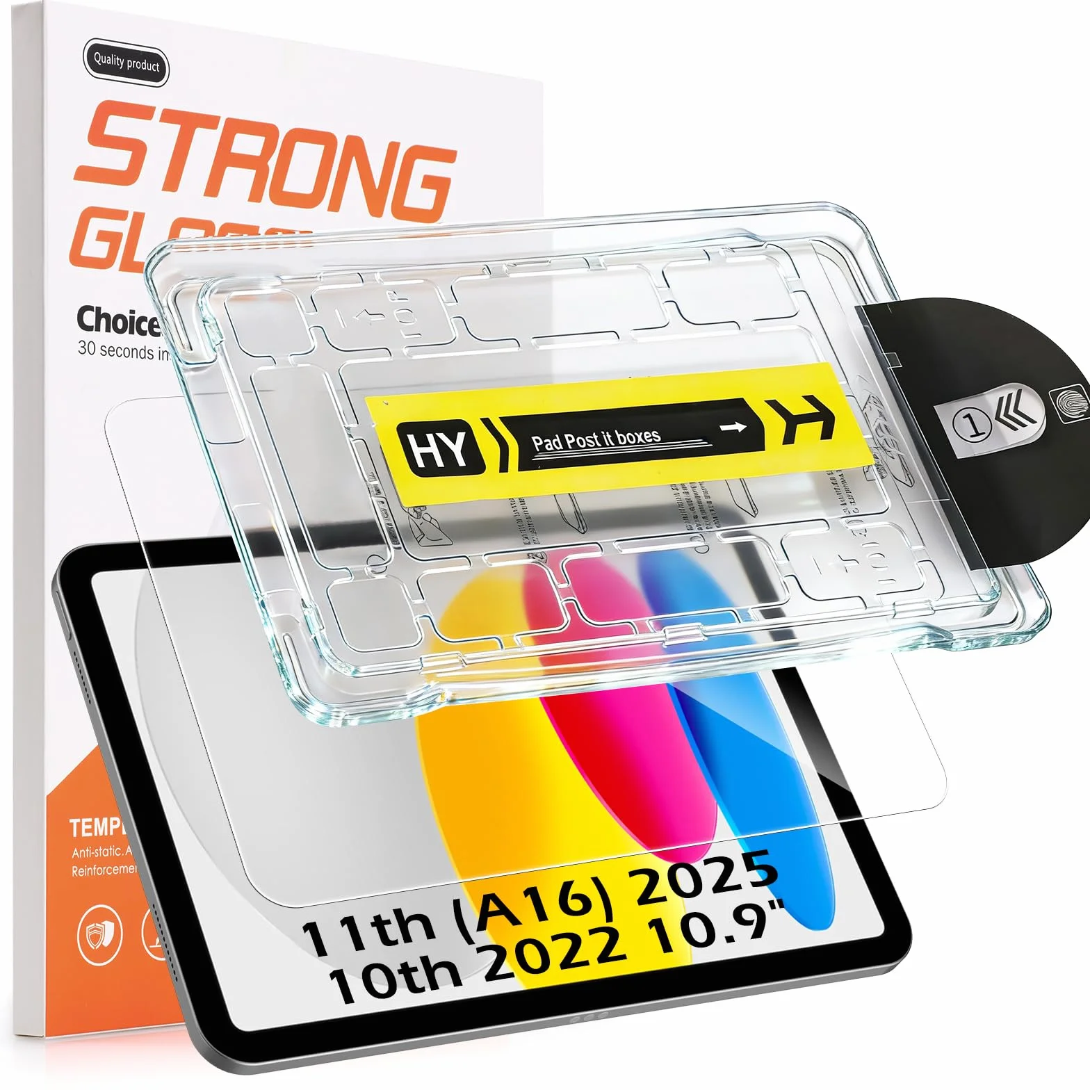 Hianjoo Ochraniacz ekranu kompatybilny z iPad 11. 2025/ 10. 2022 A16 10,9", szkło hartowane z tacą instalacyjną [przejrzystość HD] [twardość 9] [odporne na zarysowania] [łatwa instalacja]