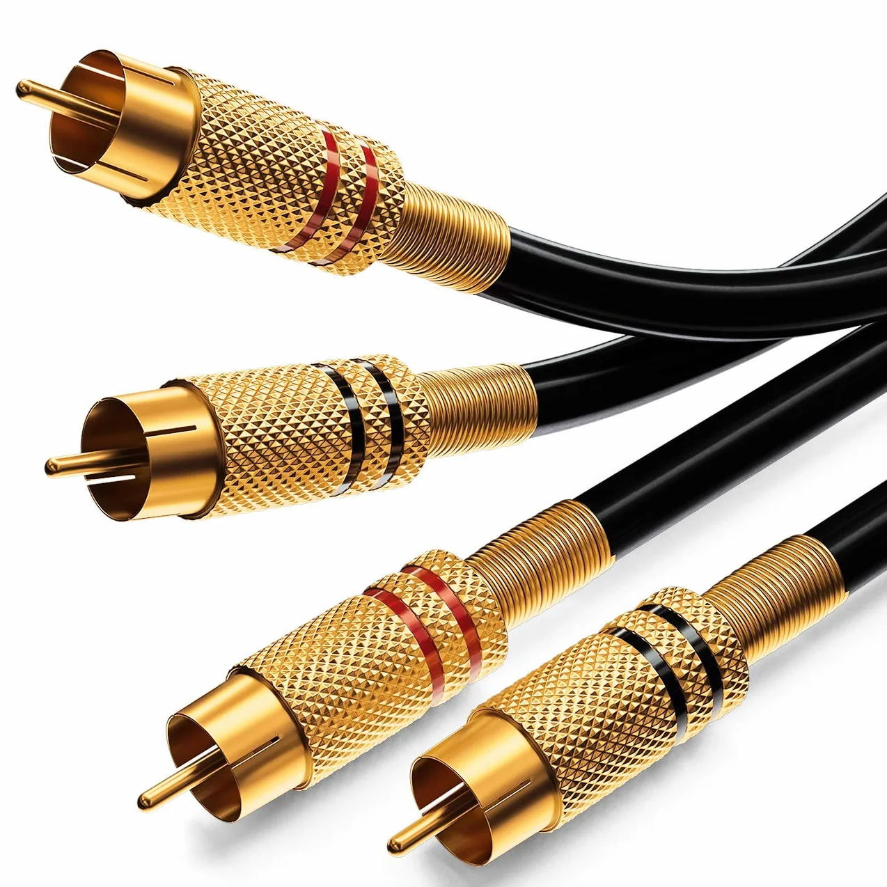 deleyCON 2,5m Kabel Audio HiFi RCA Cinch - 2x Wtyk na 2x Wtyk - Pozłacane Pełne Metalowe Złącza - do Amplitunera, Kina Domowego, Konsoli do Gier, Urządzeń Muzycznych