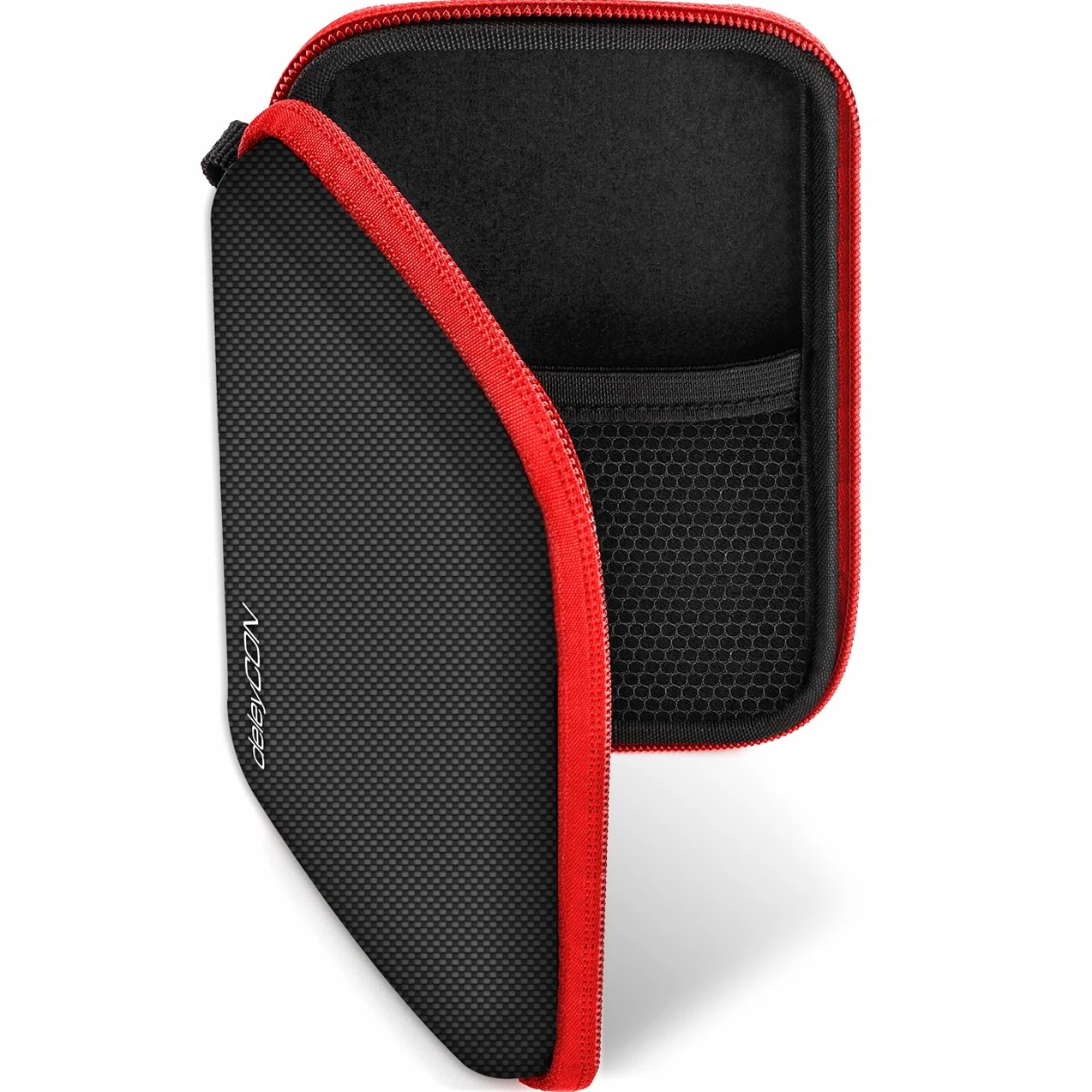 deleyCON Torba Navi Torba Navi Case na Urządzenia Nawigacyjne - 4,3 Cala i 5 Cali (14,6 x 9,3 x 3,4 cm) - Solidna Odporna na Wstrząsy 2 Przegródki Wewnętrzne - Czerwona