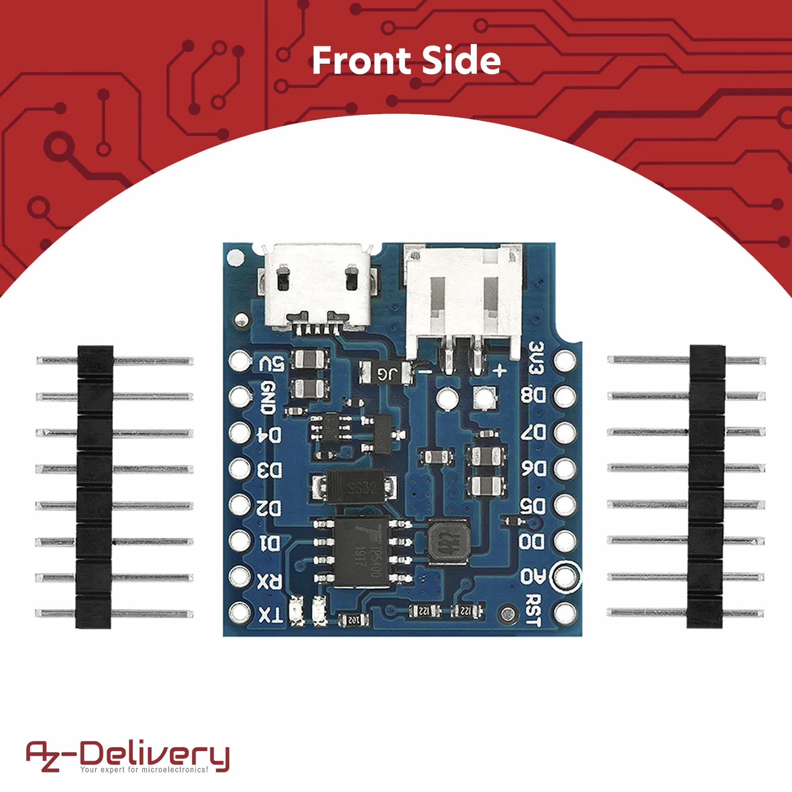 AZDelivery 3 x Battery Shield dla baterii litowych D1 Mini
