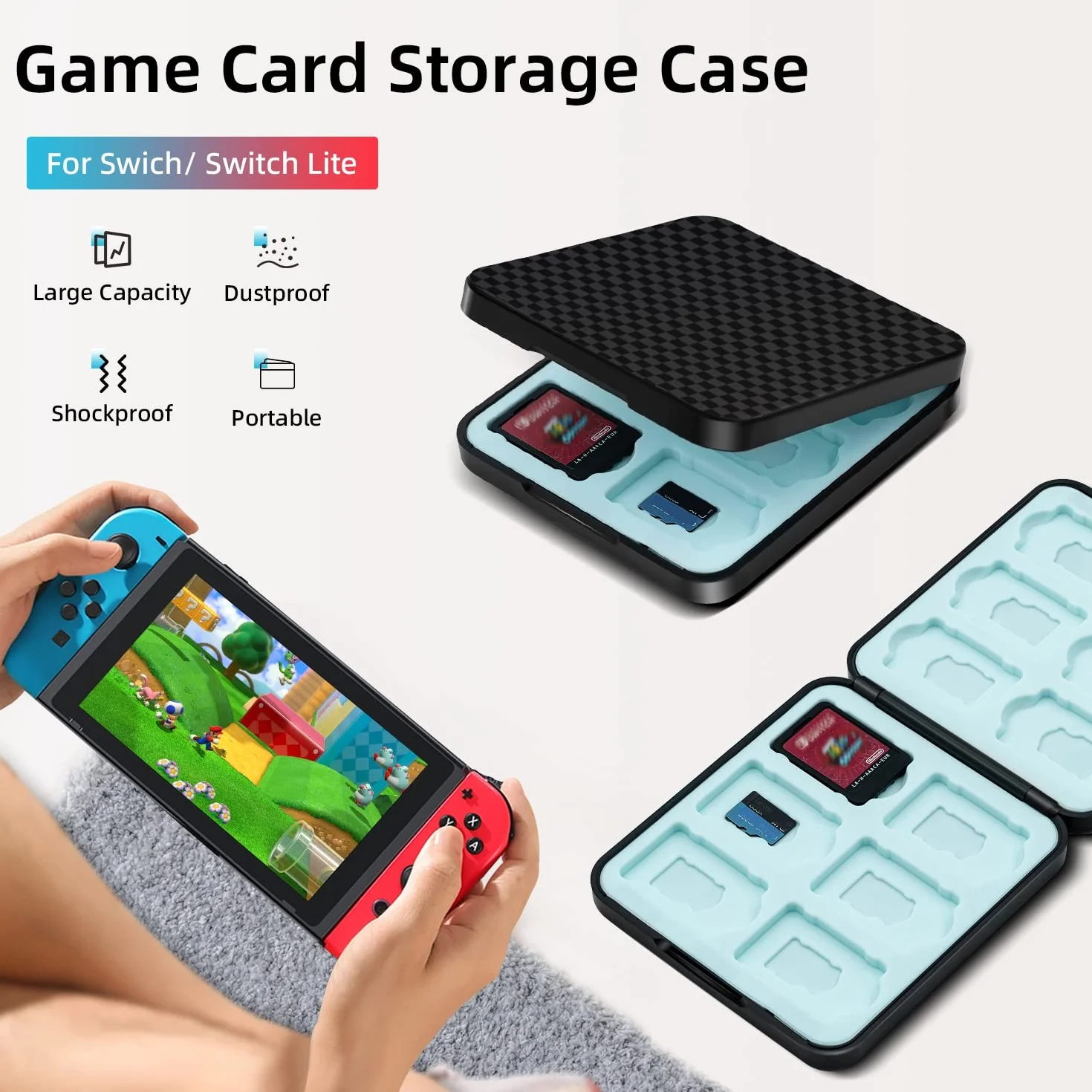 Mcbazel Etui na karty do gier Nintendo Switch OLED/Switch2 Lite Czarny 12 gniazd