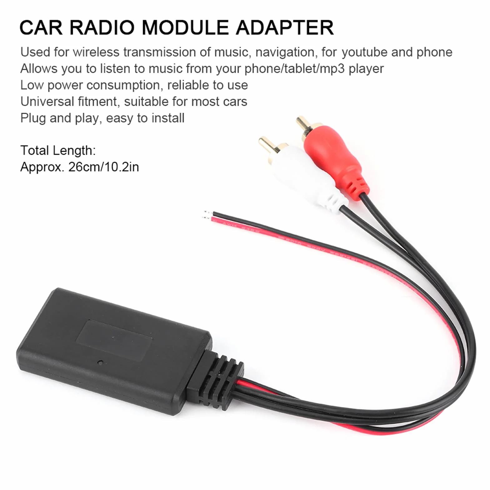 Moduł Odbiornika Bluetooth z Adapterem AUX-IN, 2 Kable Pomocnicze, Złącze Radia Samochodowego do Sprzętu Audio