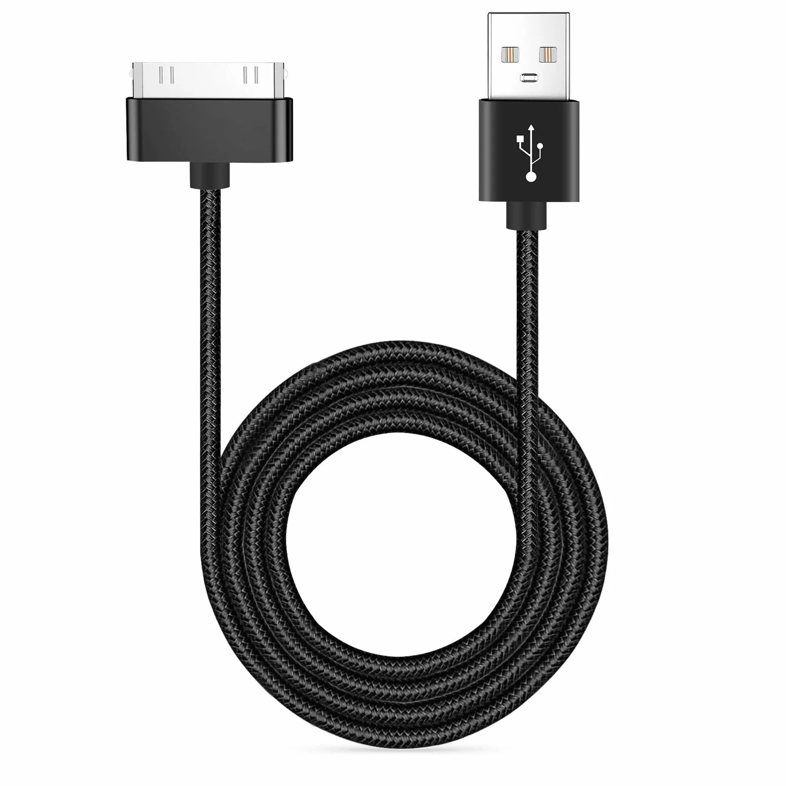 Kabel 30-pinowy o długości 200 cm, kompatybilny z iPhone 4s/4, iPhone 3G/3GS, iPad 1 2 3 i iPod, kabel USB do ładowania i synchronizacji, czarny