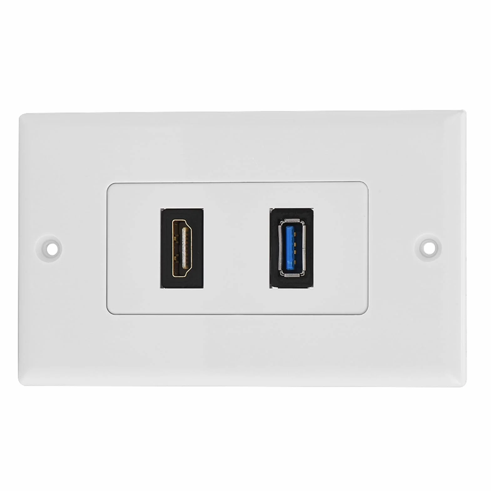 Haofy 2 porty HDMI, USB 3.0, gniazdo ścienne, płyta USB, ładowarka elektryczna, złącze kompozytowe audio, złącze wideo, złącze płyty ściennej, 2 w 1, wyjście, przedłużacz, biały