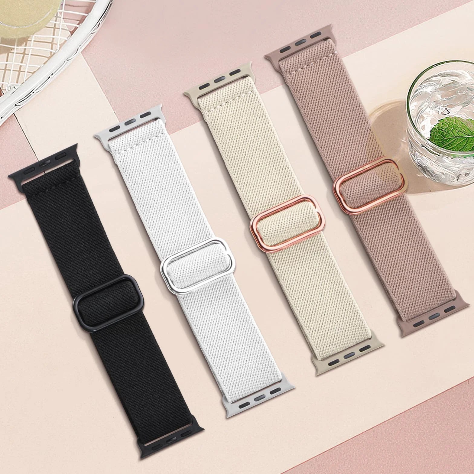 AMSKY Elastyczne nylonowe paski kompatybilne Apple Watch 40 44 45 41 42 38 49 mm iWatch Series 9 8 7 6 5 4 3 2 1 Se Ultra