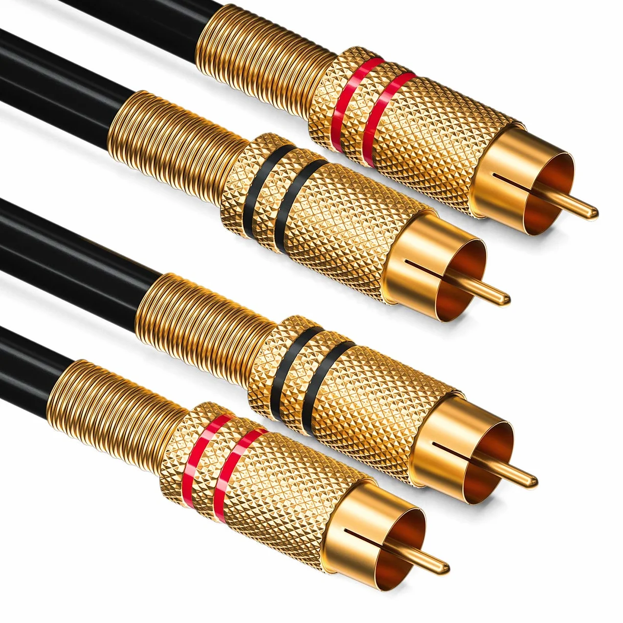 deleyCON 2,5m Kabel Audio HiFi RCA Cinch - 2x Wtyk na 2x Wtyk - Pozłacane Pełne Metalowe Złącza - do Amplitunera, Kina Domowego, Konsoli do Gier, Urządzeń Muzycznych