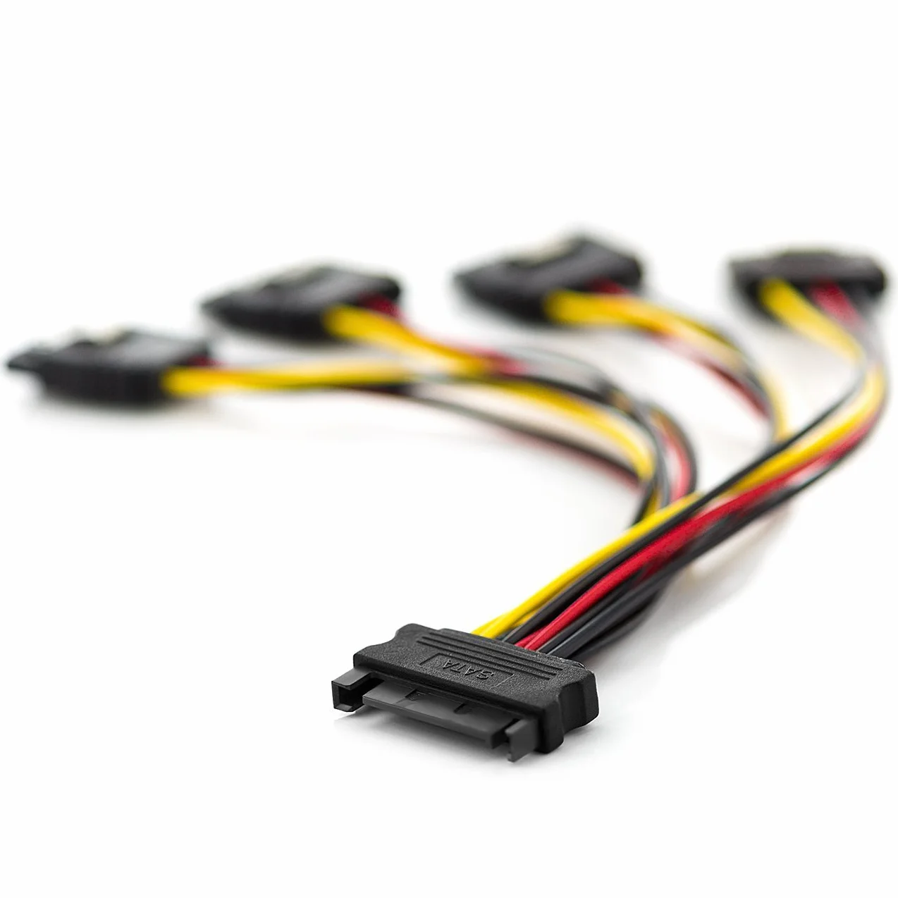 deleyCON 0,15m Adapter Zasilania S‑ATA Y - 1x Gniazdo SATA na 4x Wtyki - do Wewnętrznych Dysków HDD/SSD - Umożliwia Zasilanie do 4 Urządzeń