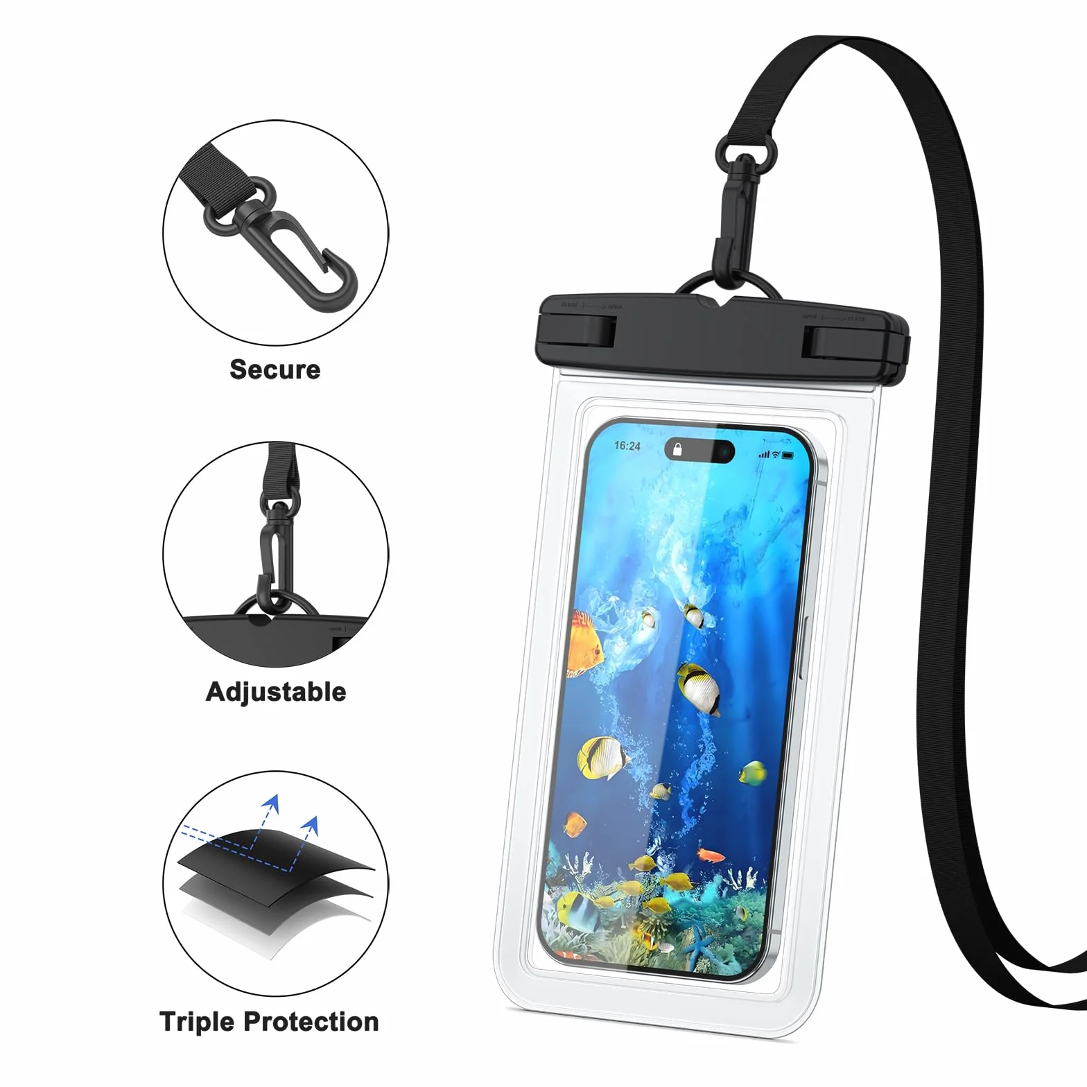 Mugust Wodoszczelne etui na telefon komórkowy do iPhone 16 15 14 13 12 11 Pro XS XR SE 8 7, Sumsung, Xiaomi, Huawei