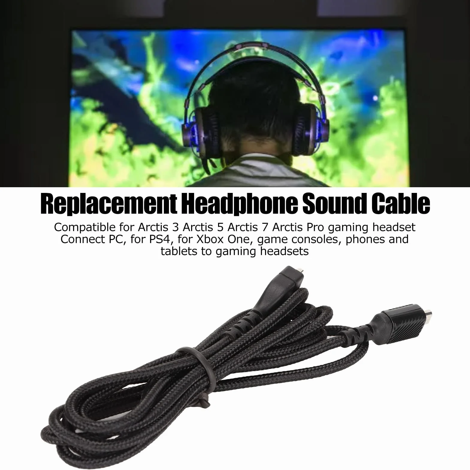Kabel Słuchawkowy, 150 Cm Wymienny Przewód Dźwiękowy Zestawu Słuchawkowego do Gier dla Steelseries Arctis 3 Arctis 5 Arctis 7 Arctis Pro 4.9ft