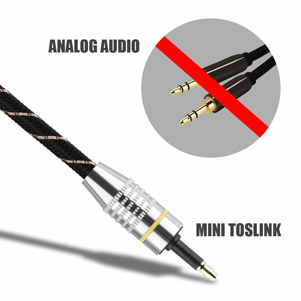 Yosoo Health Gear gniazdo optyczne, kabel Toslink do Mini Toslink 3,5 mm, optyczny cyfrowy kabel audio do Toslink, pozłacane złącze, czarny optyczny kabel audio (1,5 m)