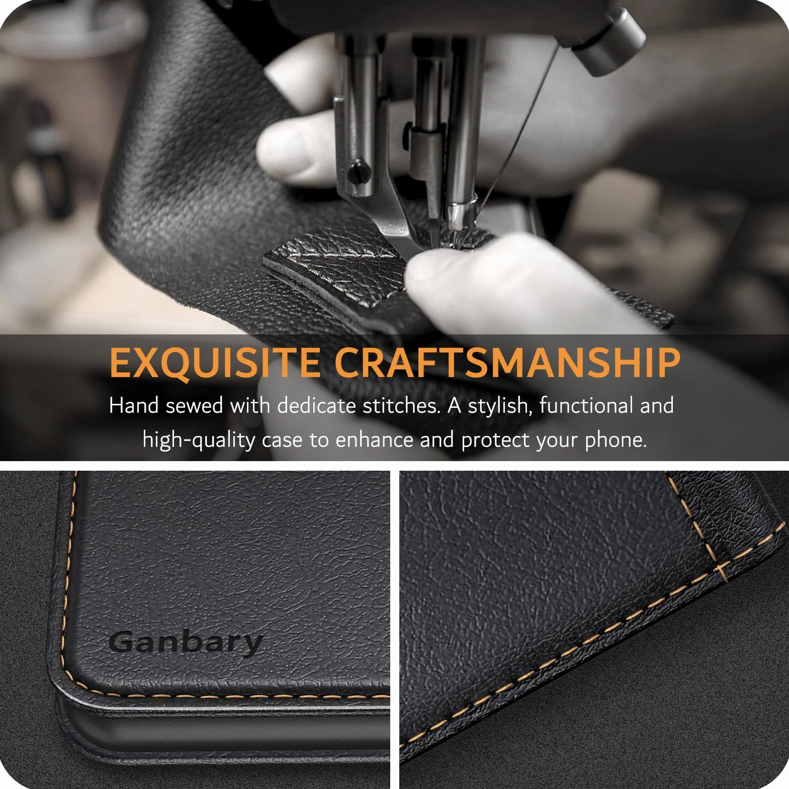 Ganbary Etui kompatybilne z Xiaomi Redmi Note 14 Pro 5G (nie dla 4G), wysokiej jakości etui z klapką ze skóry PU [pełna ochrona] [przegródki na karty] [podpórka], czarne