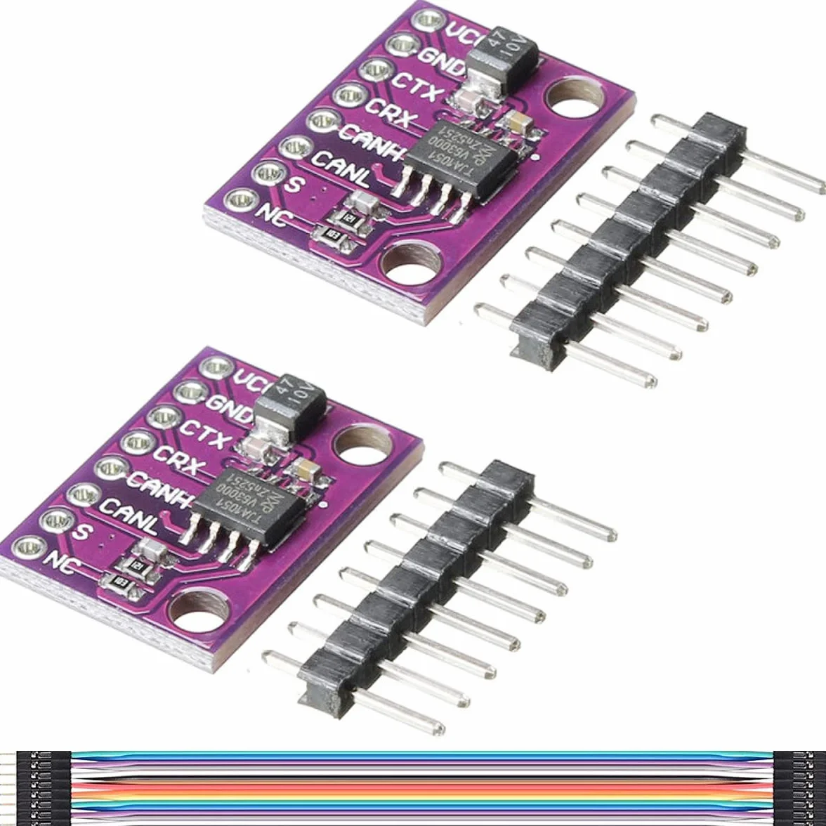 2 szt. 3 V ~ 5 V CJMCU-1051 TJA1051 CAN moduł nadajnika-odbiornika o wysokiej prędkości, niskie zużycie energii, 1 Mbit s z kablem DuPont do Arduino