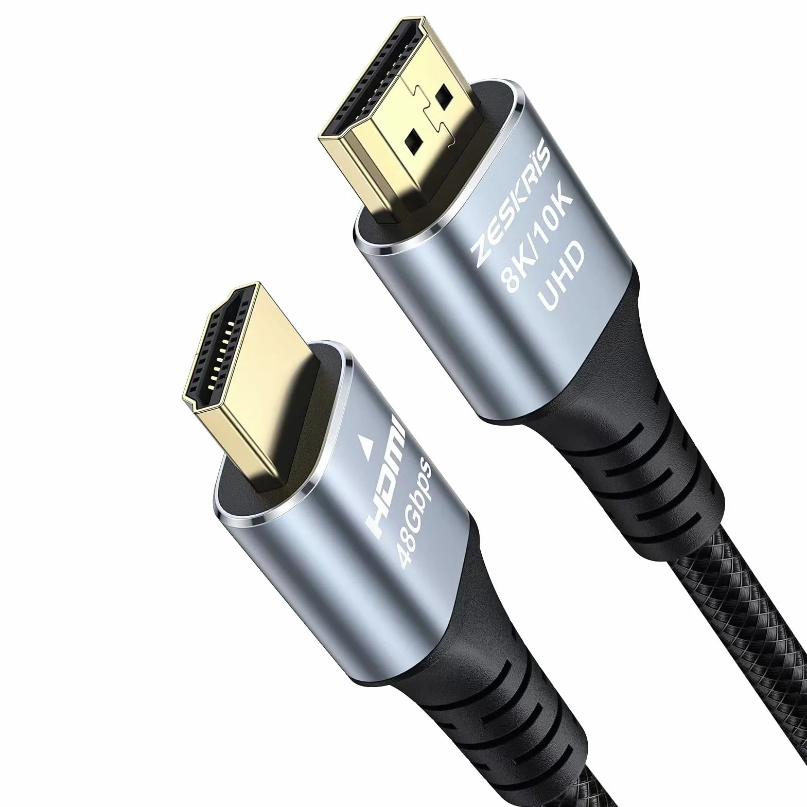 Kabel HDMI 2.1 2m, pleciony przewód 8K 48Gbps Ultra High Speed, 4K@120Hz 144Hz 8K@60Hz eARC HDR 10 HDCP 2.2 2.3 do najnowszych laptopów, monitorów, PS5, PS4, Xbox Series x/s, Switch, telewizorów 8K