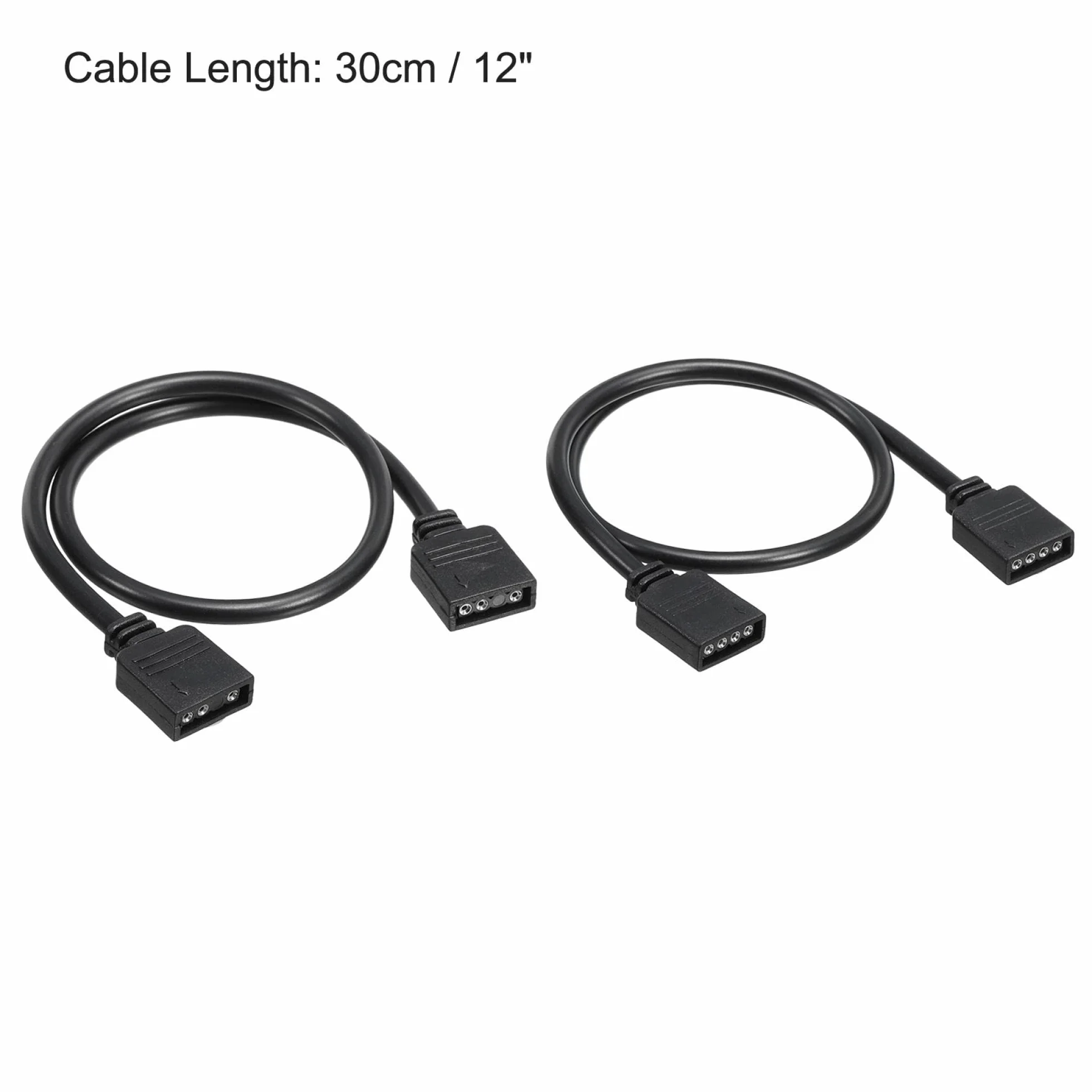 sourcing map Zestaw 2 kabli przedłużających 30 cm RGB 4-pinowe ARGB 3-pinowe do listew świetlnych LED 5050 3528