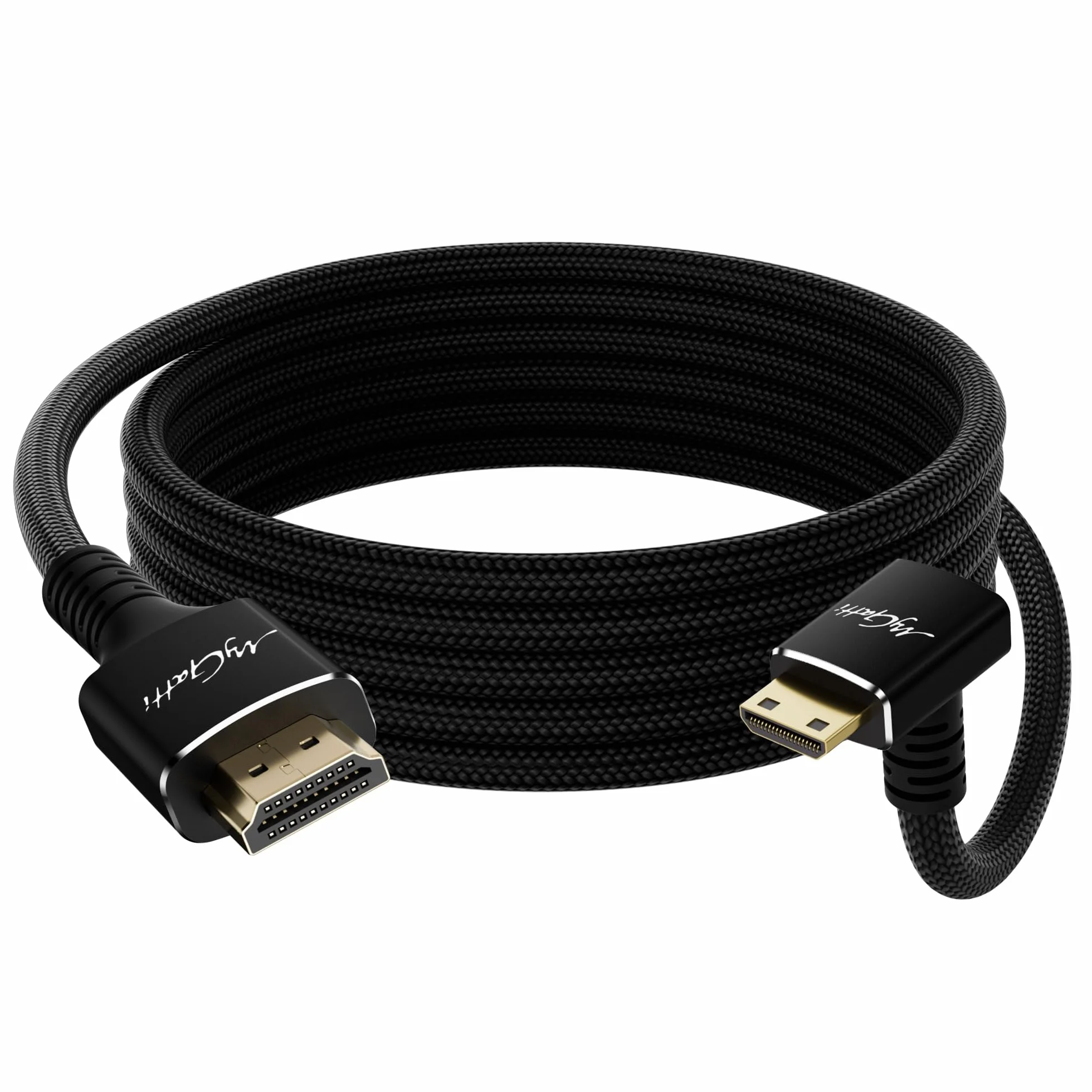 Kabel HDMI 8K/4K Mini HDMI 90° w dół na HDMI 3 m, dwukierunkowy, pleciony nylon 48 Gb/s