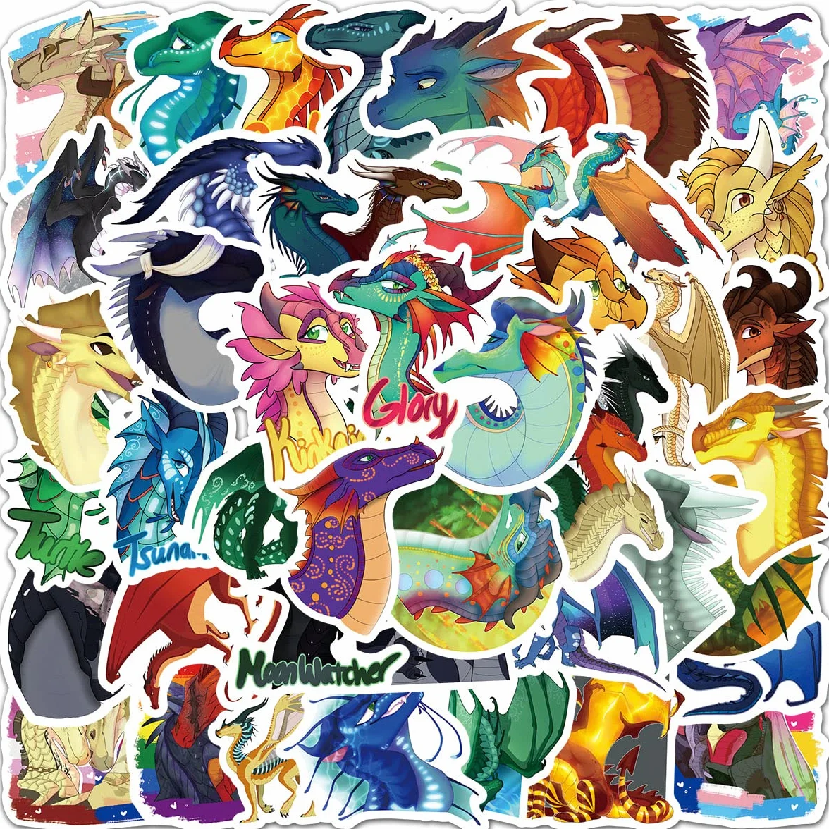50 naklejek Wings of Fire na laptopa, zderzak, deskorolkę, butelki na wodę, komputer, telefon, gitarę, naklejki z kreskówkami dla dzieci, młodzieży i dorosłych
