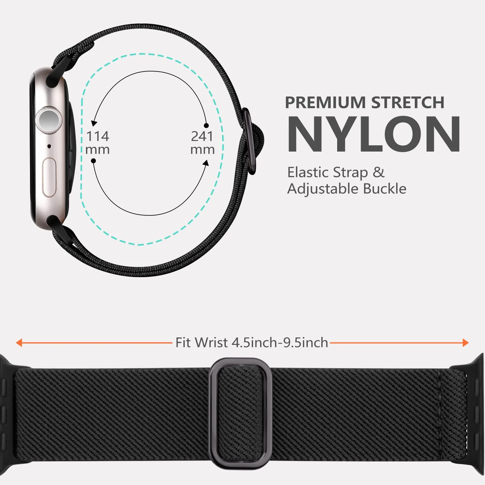 Maledan Nylonowy pasek Solo Loop kompatybilny z Apple Watch 40-49 mm elastyczny pasek sportowy do iWatch serii 11 10