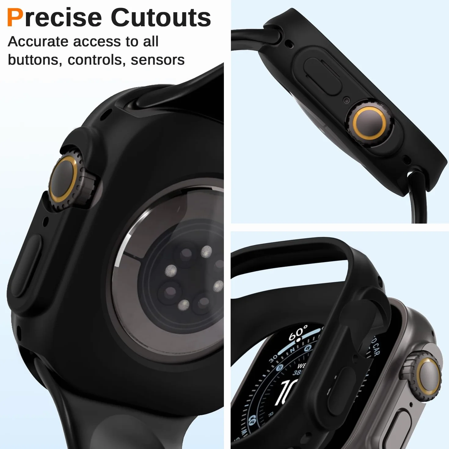 ivoler 3 sztuki miękkiej ochronnej obudowy z TPU dla Apple Watch Ultra 3/2 / Apple Watch Ultra 49mm (bez folii ochronnej ekranu), ultracienka, antywstrząsowa silikonowa obudowa, antypoślizgowa osłona