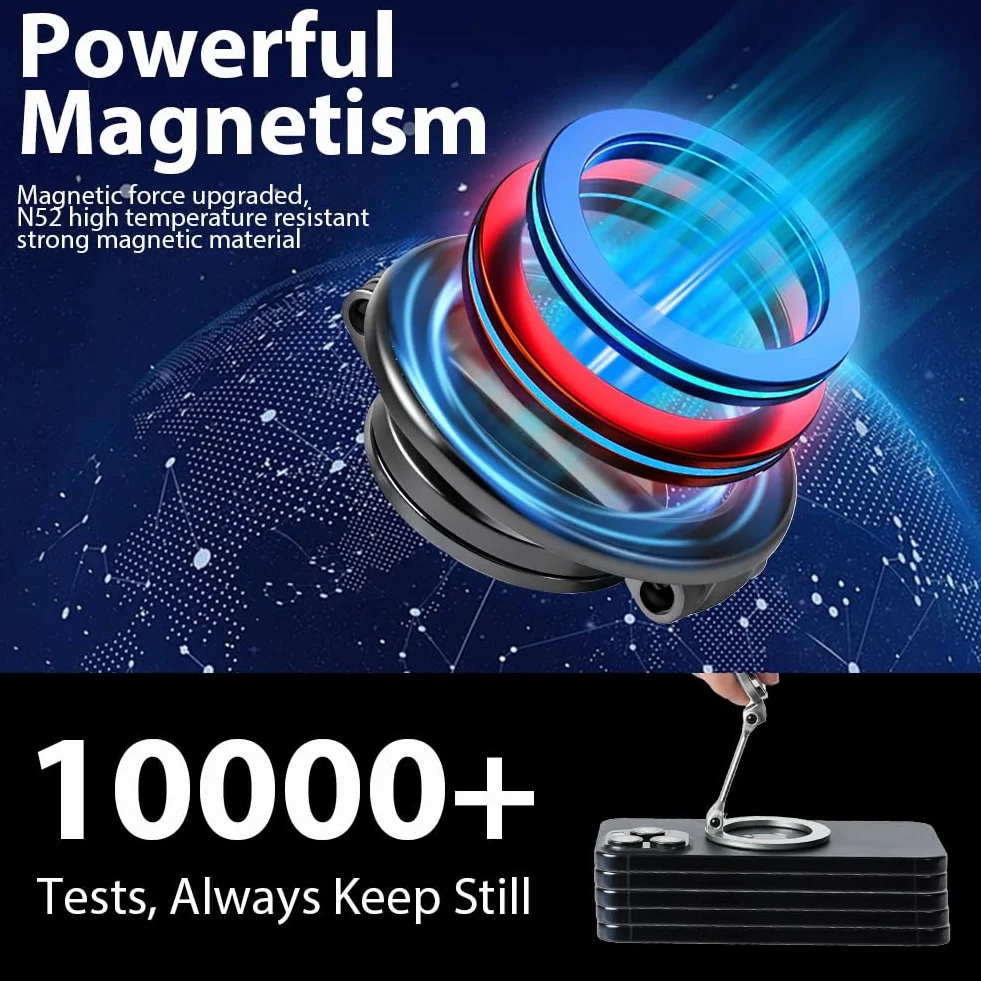 HOTUT magnetyczny uchwyt samochodowy na telefon składany metalowy obracany 360° do iPhone 16 15 14 13 12 czarny