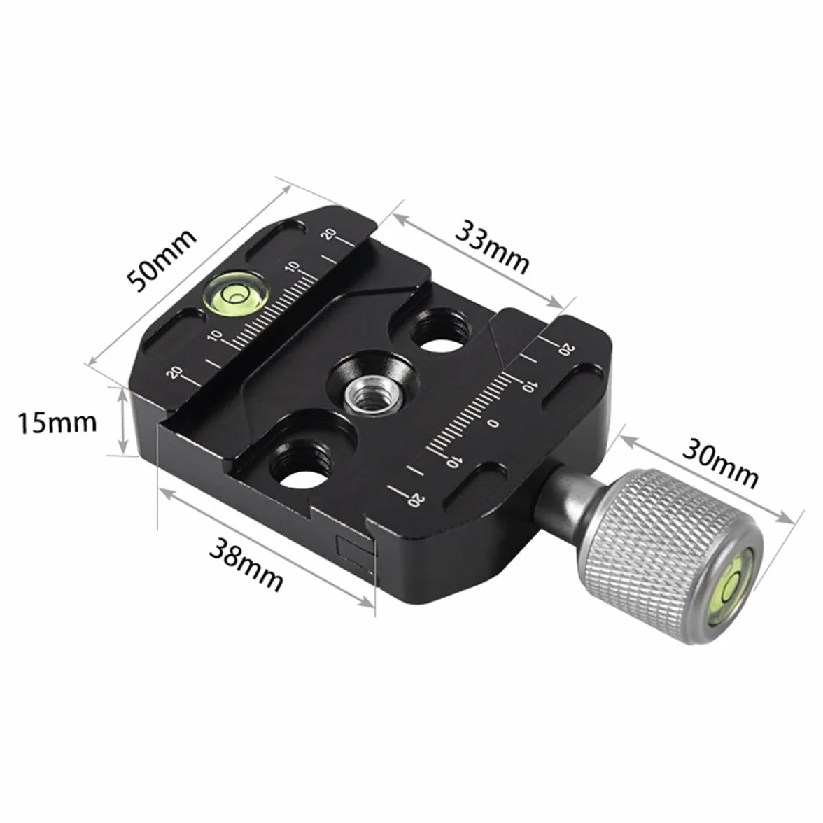 WANGCL 50 mm szybkozłączka zaciskowa Arca Swiss uniwersalna metalowa głowica statywu z poziomicą