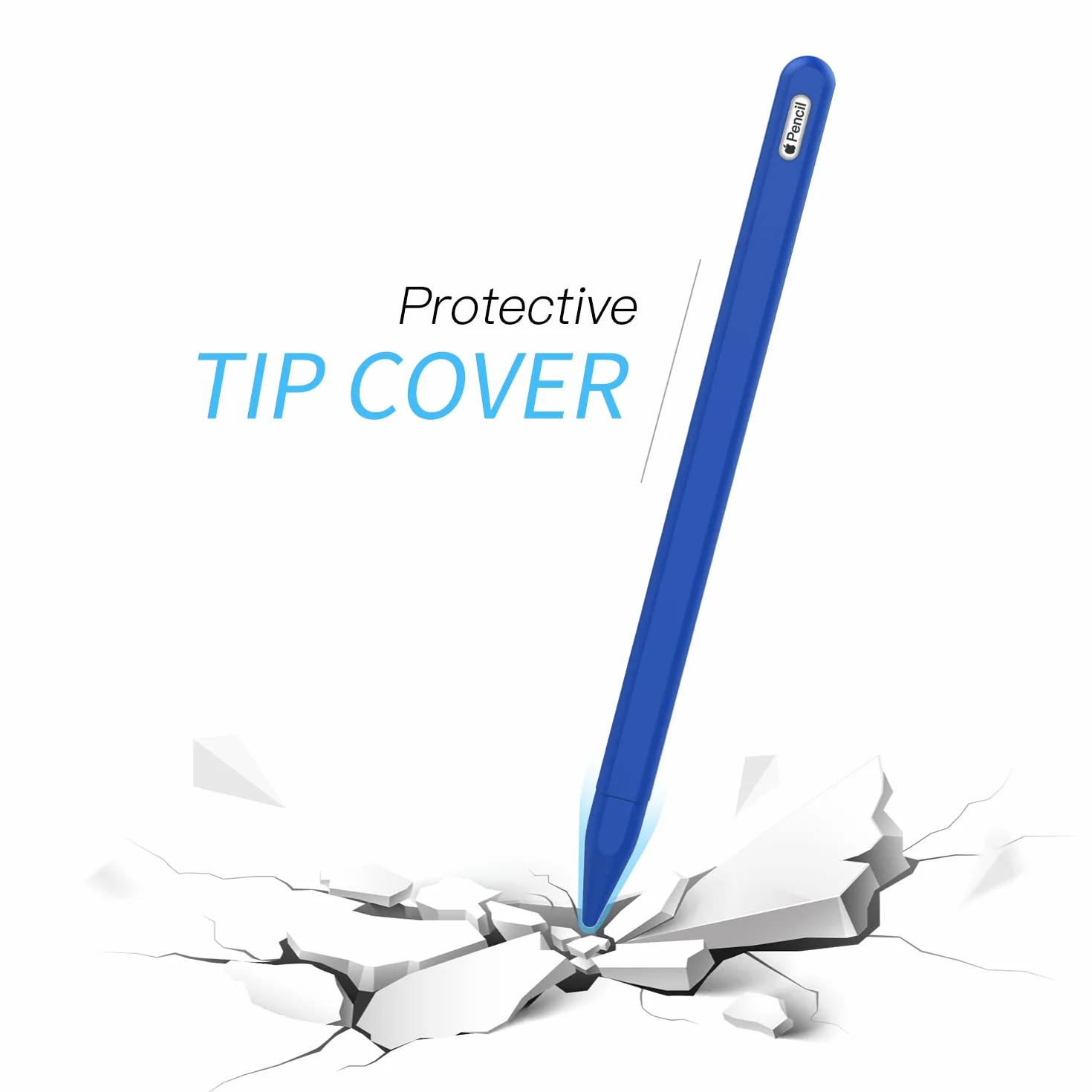 MoKo Pencil Case Compatible with Apple Pencil 2nd Gen, [2 Pieces] Silicone Pencil Holder Sleeve and Nib Cover, Protective Pencil Cover for Apple Pencil 2nd Generation, Dark Blue