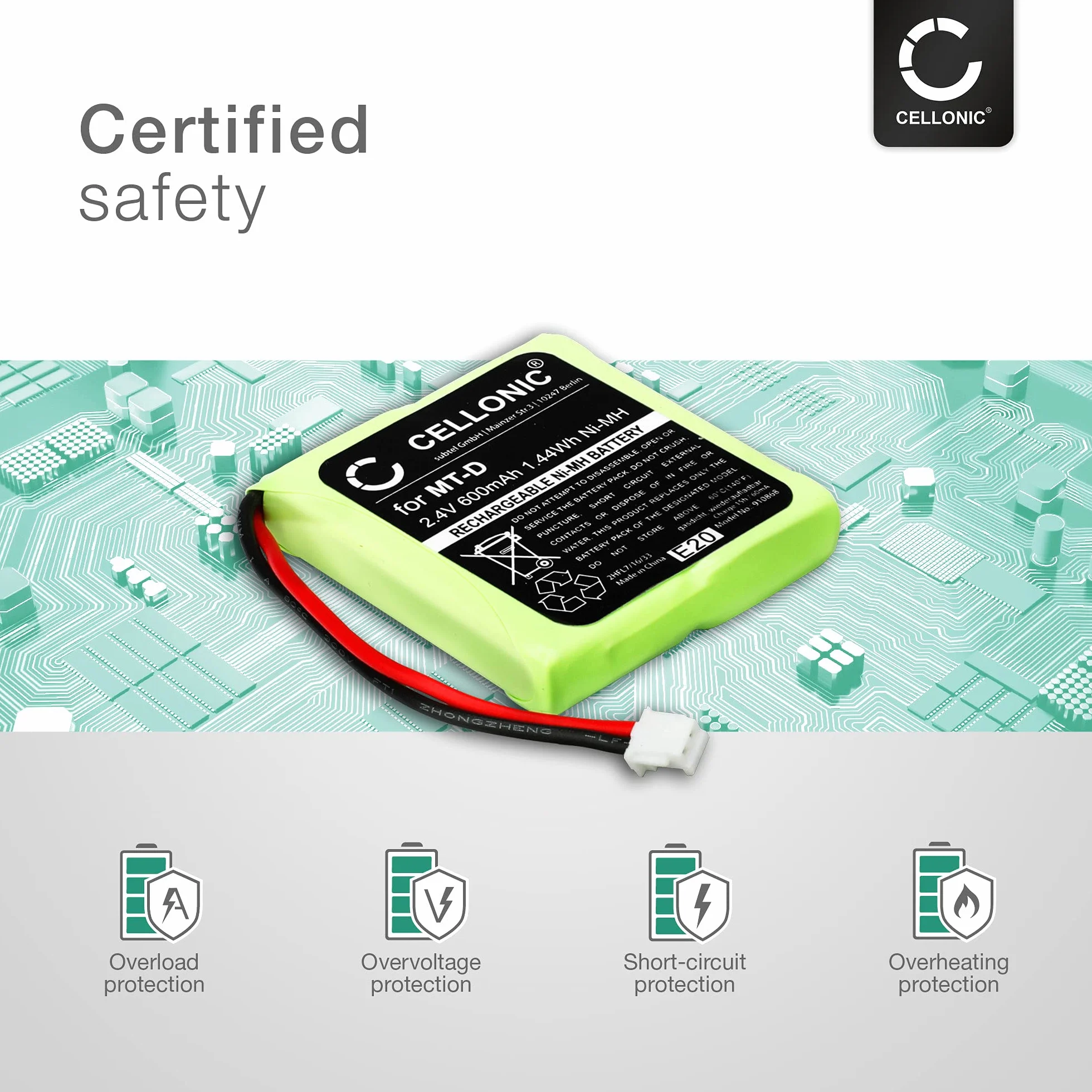 CELLONIC® akumulator kompatybilny z AVM Fritz Fon MT-D, kompatybilny z Audioline Slim DECT 500 502 580 582, kompatybilny z Telekom Sinus 201 / A201 (600 mAh) 5M702BMX, GP0827 Fritz!Fon akumulator zapasowy