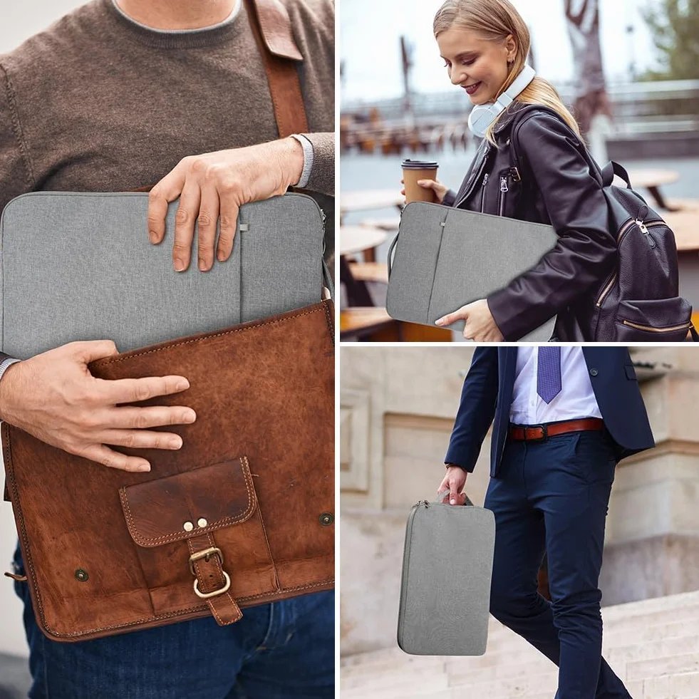 Flintronic Pokrowiec na laptopa 13 cali, wodoodporny pokrowiec na laptopa, przenośna męska torba na laptopa z kieszeniami i przegródkami, kompatybilna z MacBook, Asus, Dell, HUAWEI 13 cali (jasnoszary