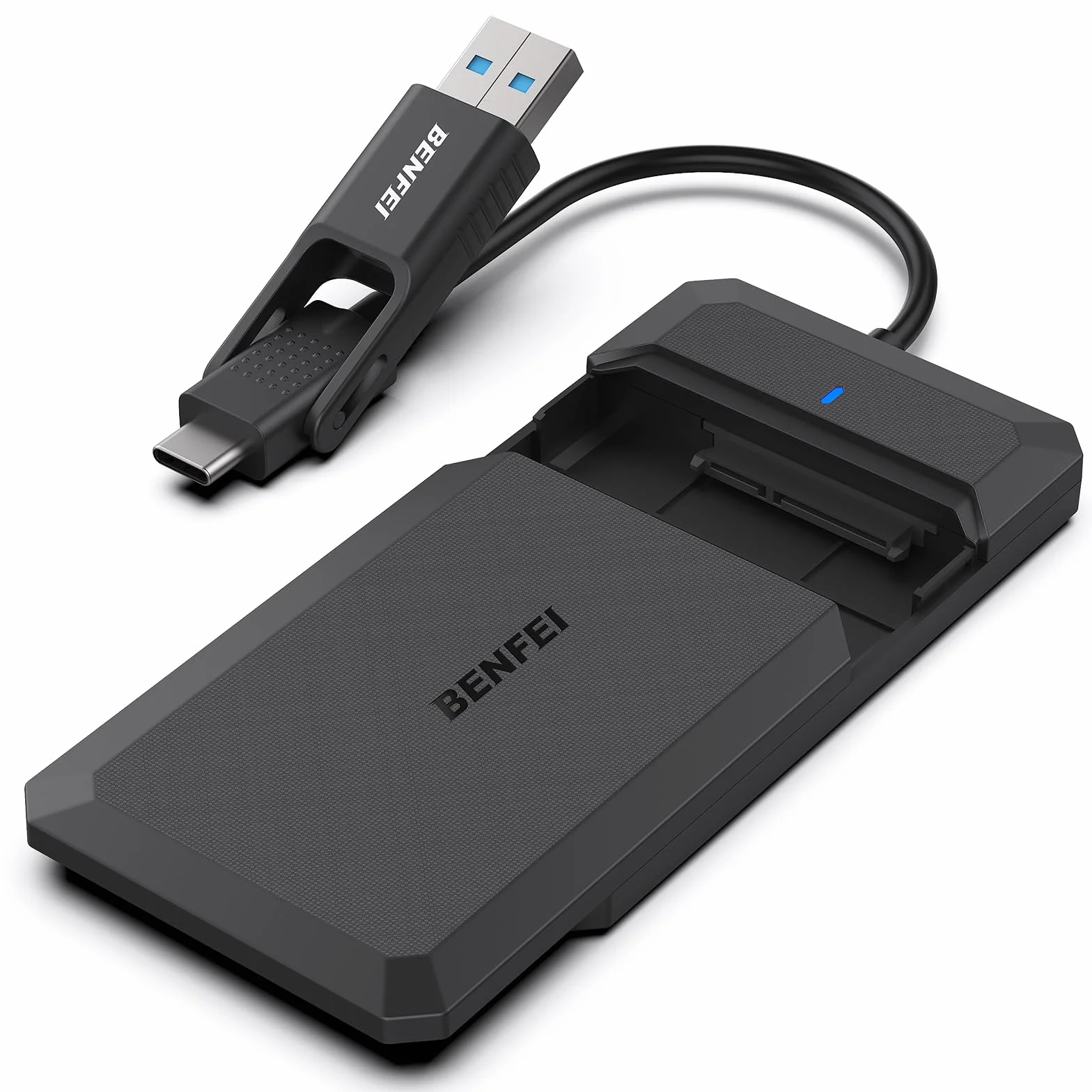 BENFEI 2,5-calowa obudowa SATA na USB Beznarzędziowa obudowa zewnętrznego dysku twardego, kompatybilna z USB C/A na Sata dla 2,5-calowych dysków SSD (zoptymalizowano dyski SSD, obsługuje UASP SATA III