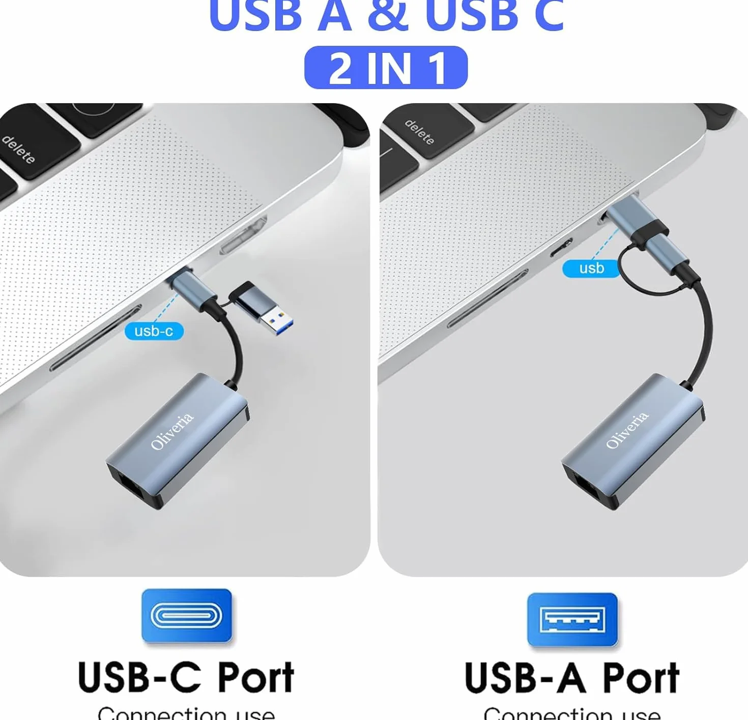 Adapter USB-C na Ethernet - USB 3.0 na RJ45 Gigabit Ethernet LAN 1000 Mbps adapter sieciowy do Windows/Mac/Linux