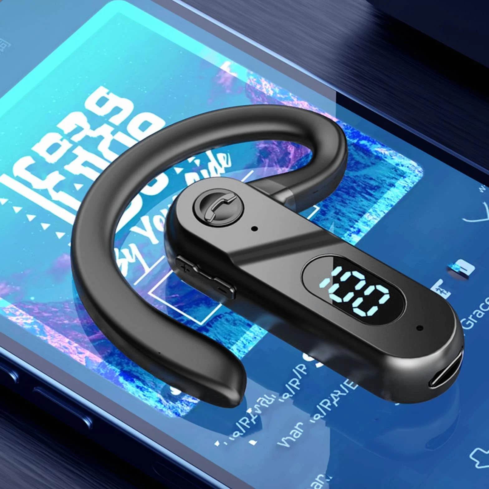 Bezprzewodowe Słuchawki Bluetooth V5.2 Zestaw Słuchawkowy z Zaczepem na Ucho Wodoodporny