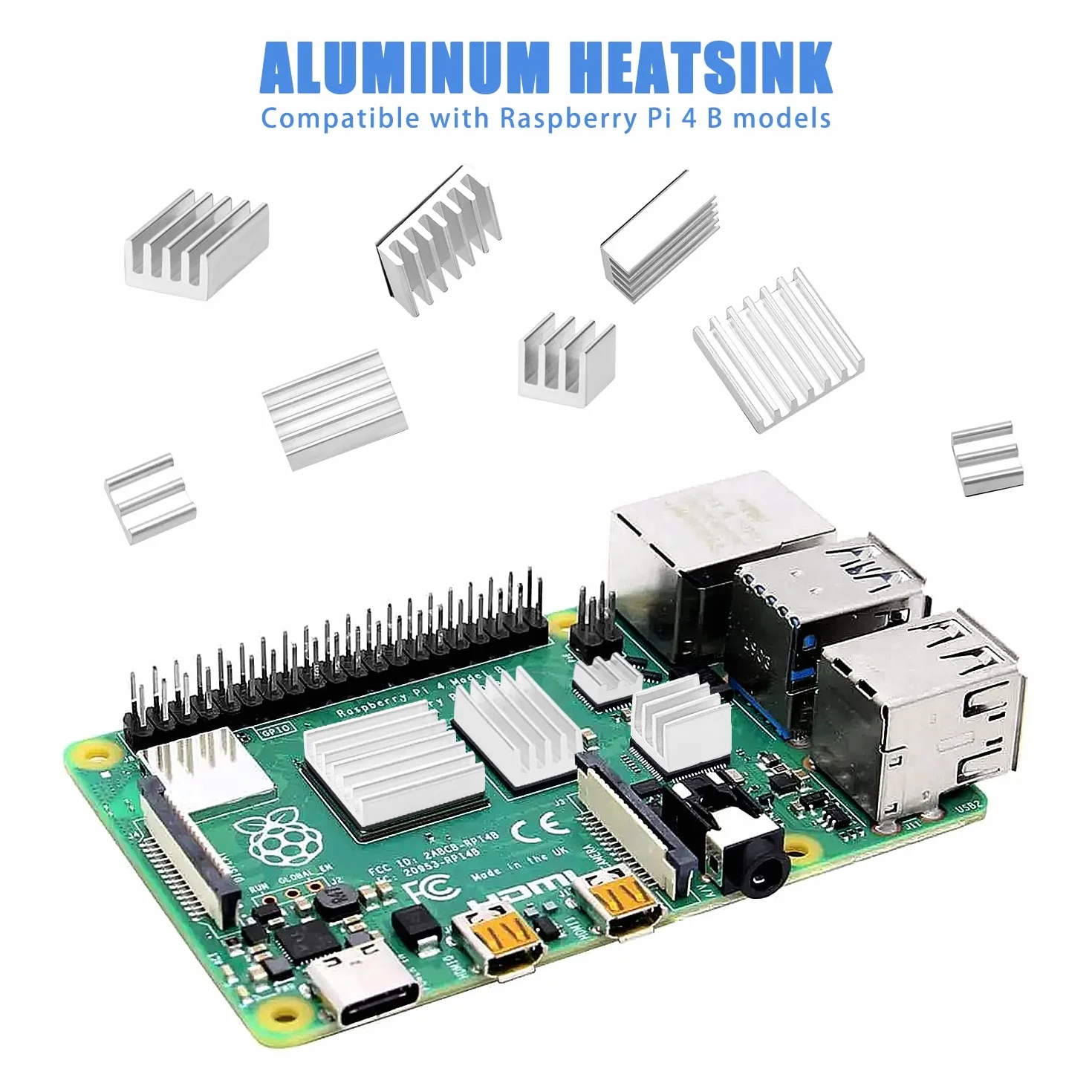 VooGenzek 40 Sztuk Radiatory do Raspberry Pi 4 Model B, Aluminiowy Zestaw Chłodzący