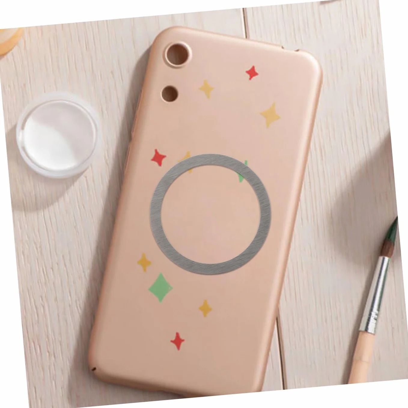 Mikikit 6 Sztuk Łatka Magnetyczna Metalowe Naklejki Uniwersalny Telefon Komórkowy Metalowa Naklejka Samoprzylepny Metalowy Pierścień Naklejki Pierścienie Magnetyczne Uniwersalny Telefon